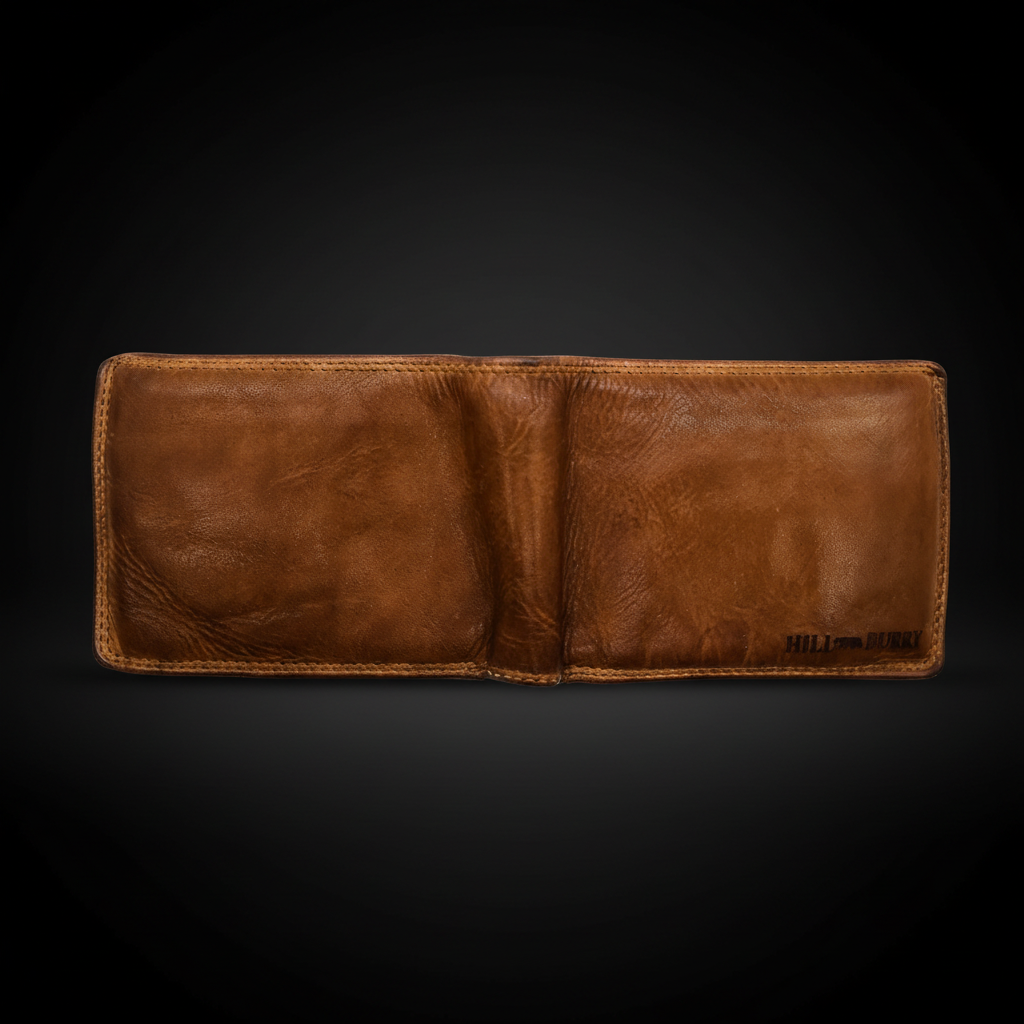 Hill Burry Flache Leder Geldbörse Herren mit RFID Schutz - Cognac Waschleder