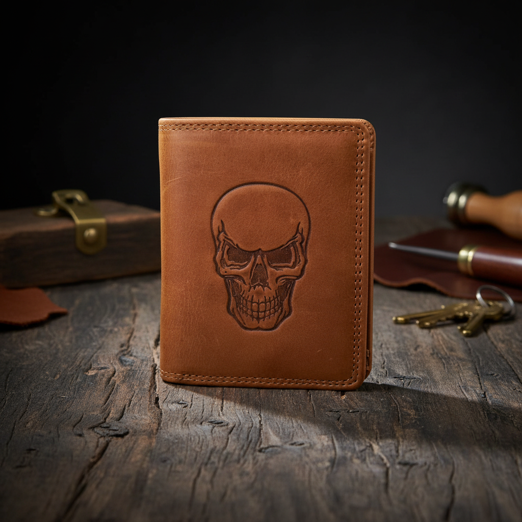 Hill Burry echt Leder Portemonnaie Geldbörse Geldbeutel Schädel Skull Totenkopf mit RFID Schutz