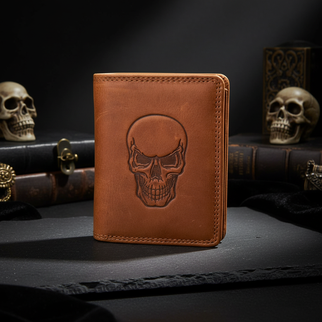 Hill Burry echt Leder Portemonnaie Geldbörse Geldbeutel Schädel Skull Totenkopf mit RFID Schutz