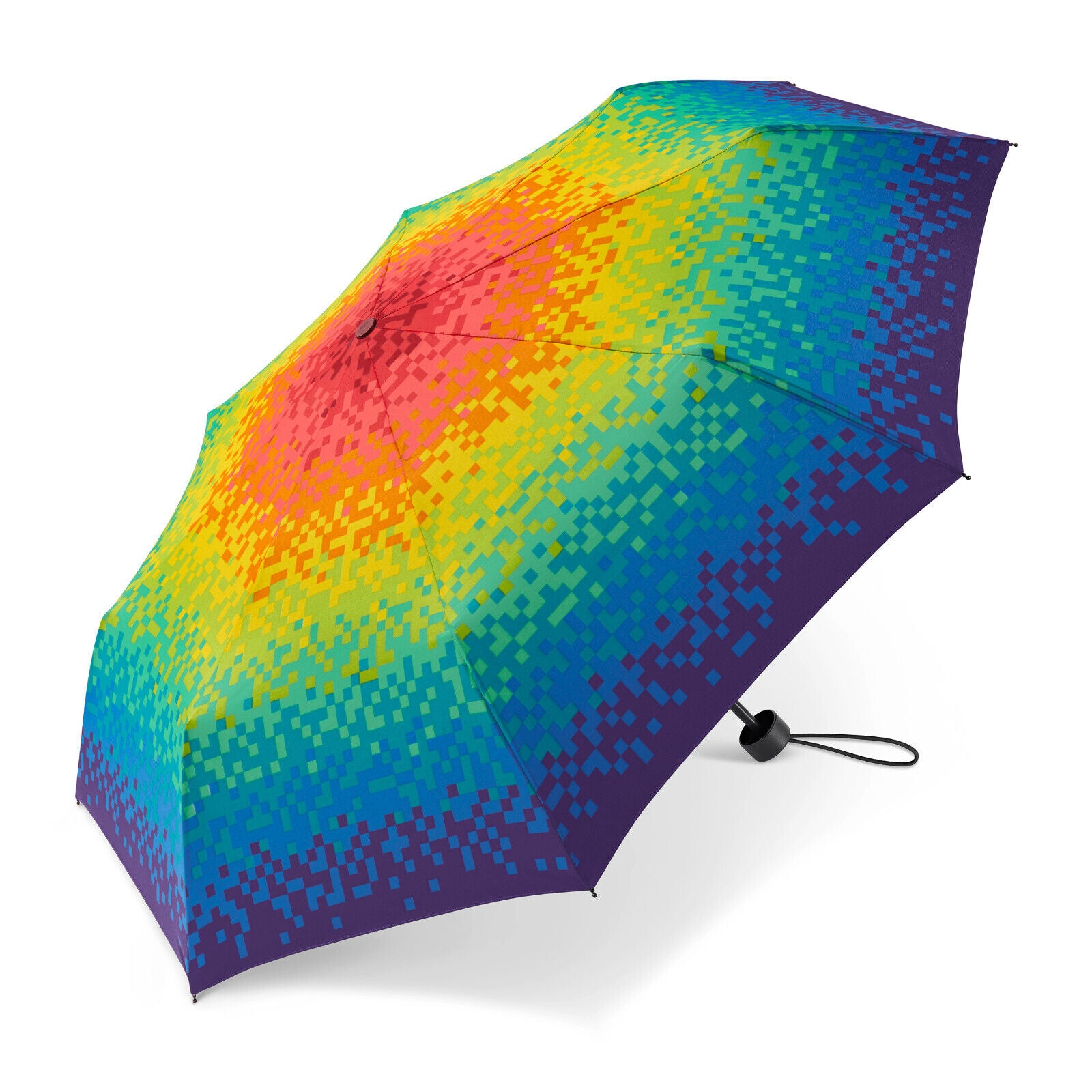 happy rain Regenschirm Taschenschirm Pixel Regenbogen