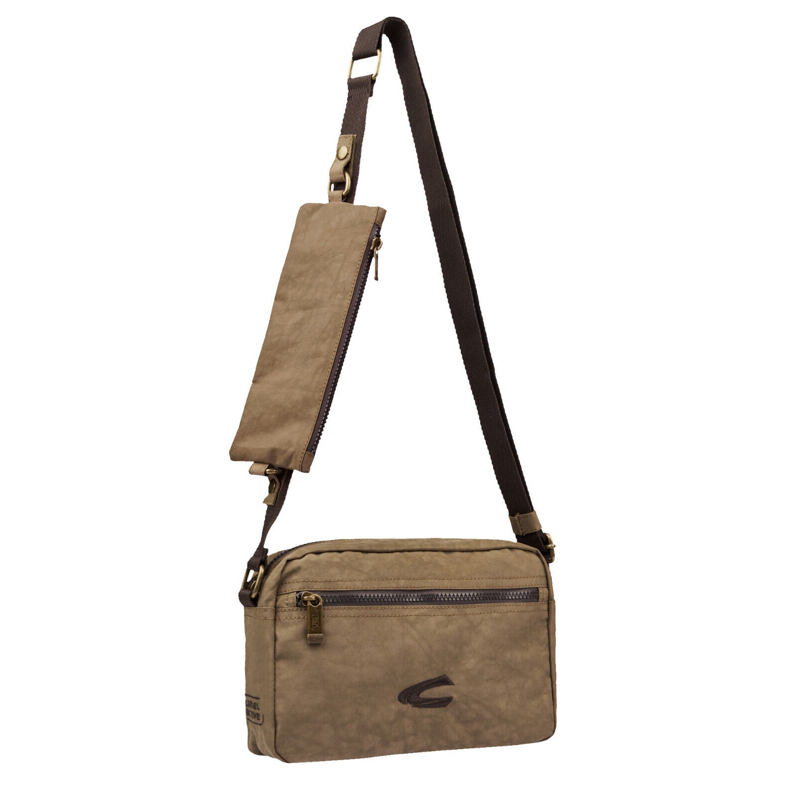 camel active Camera Bag JOURNEY – Robuste Umhängetasche mit Reißverschluss & abnehmbarer Extratasche sand