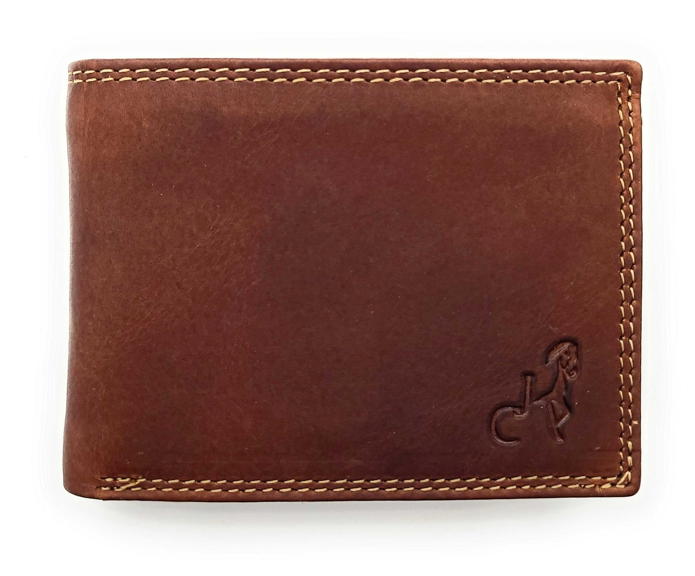 Jockey Club Büffel-Vollleder Geldbörse mit RFID-Schutz – Antik Braun, 6 Kartenfächer