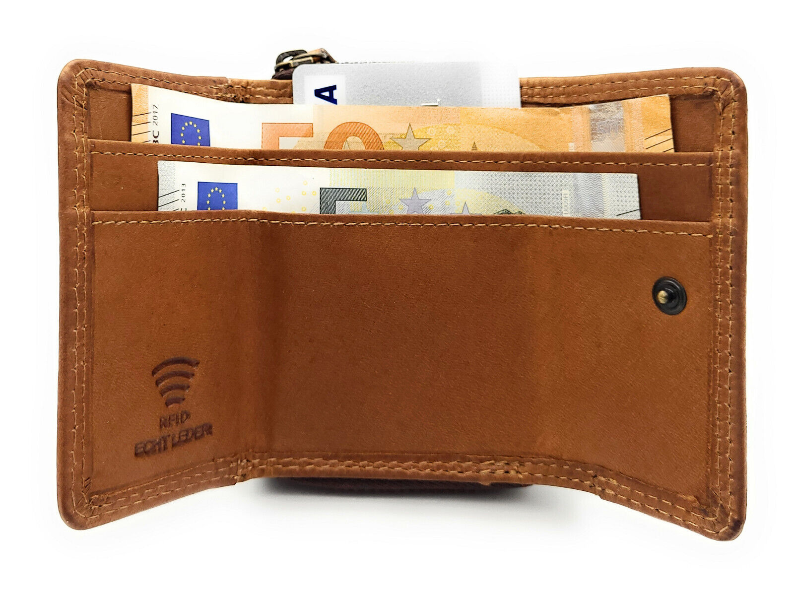 Hill Burry Mini echt Leder Damen Geldbörse Portemonnaie RFID NFC Schutz braun