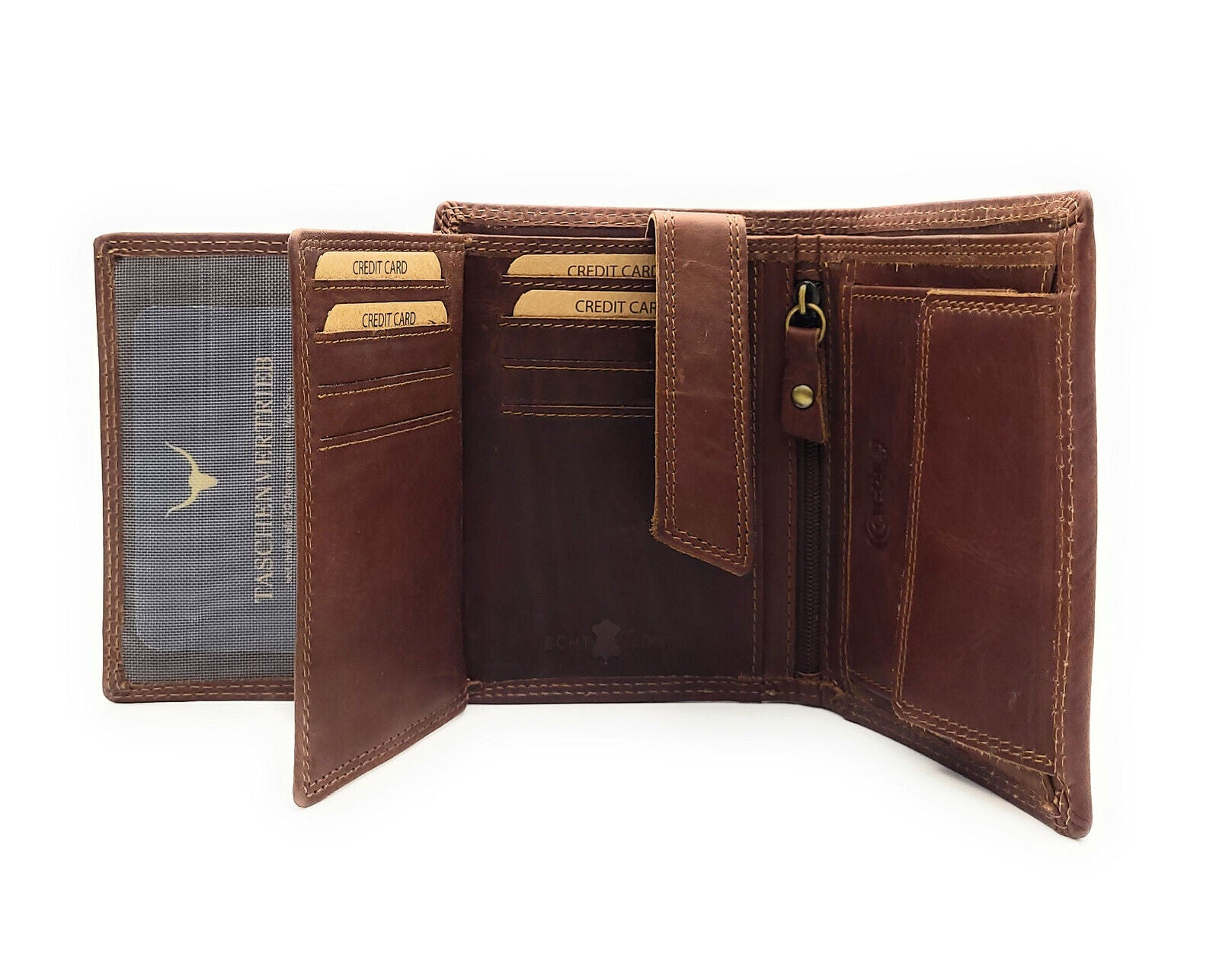 Jockey Club Basic echt Leder Geldbörse Portemonnaie mit RFID Schutz vintage braun