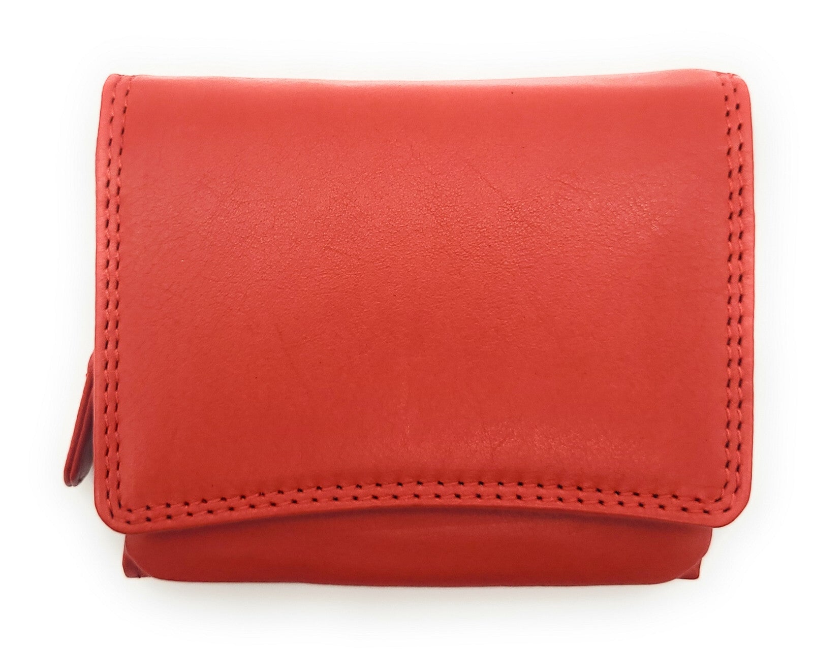 Farbenfrohe Geldbörse aus Nappaleder mit RFID-Schutz, klein & kompakt, viele Fächer Rot