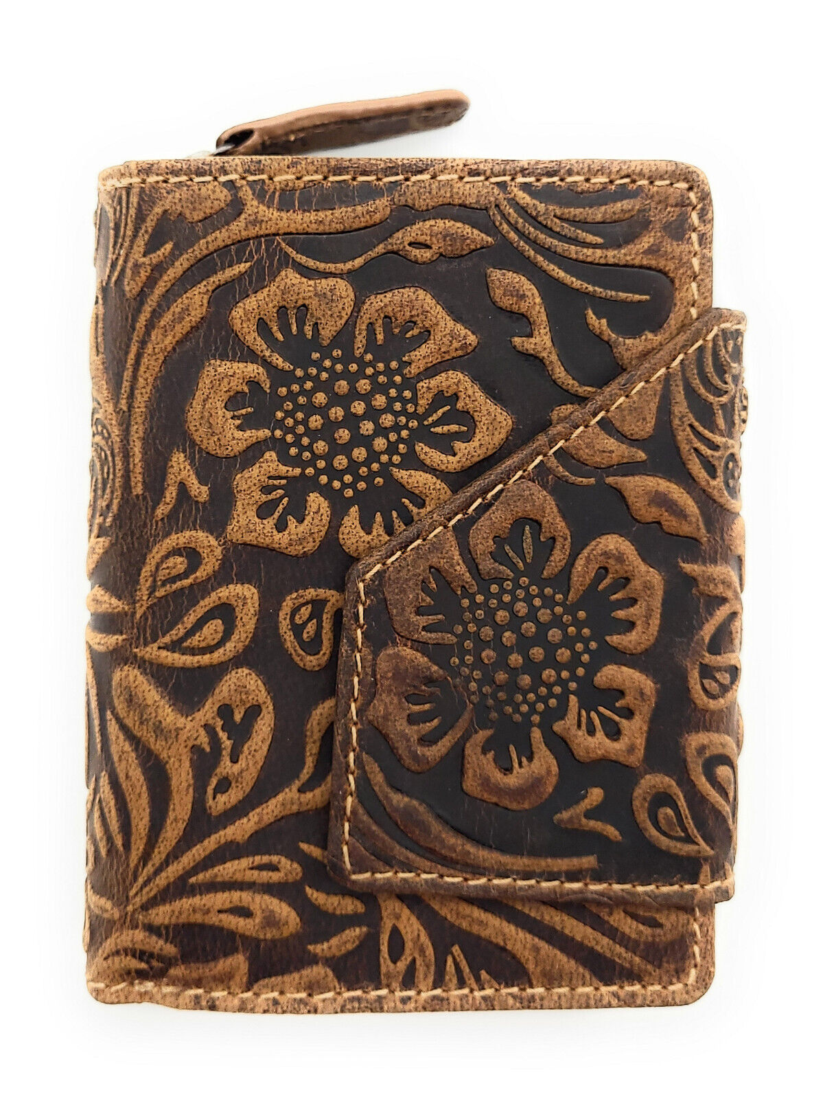 Jockey Club kleine echt Leder Damen Geldbörse Portemonnaie mit RFID Schutz Liane cognac braun