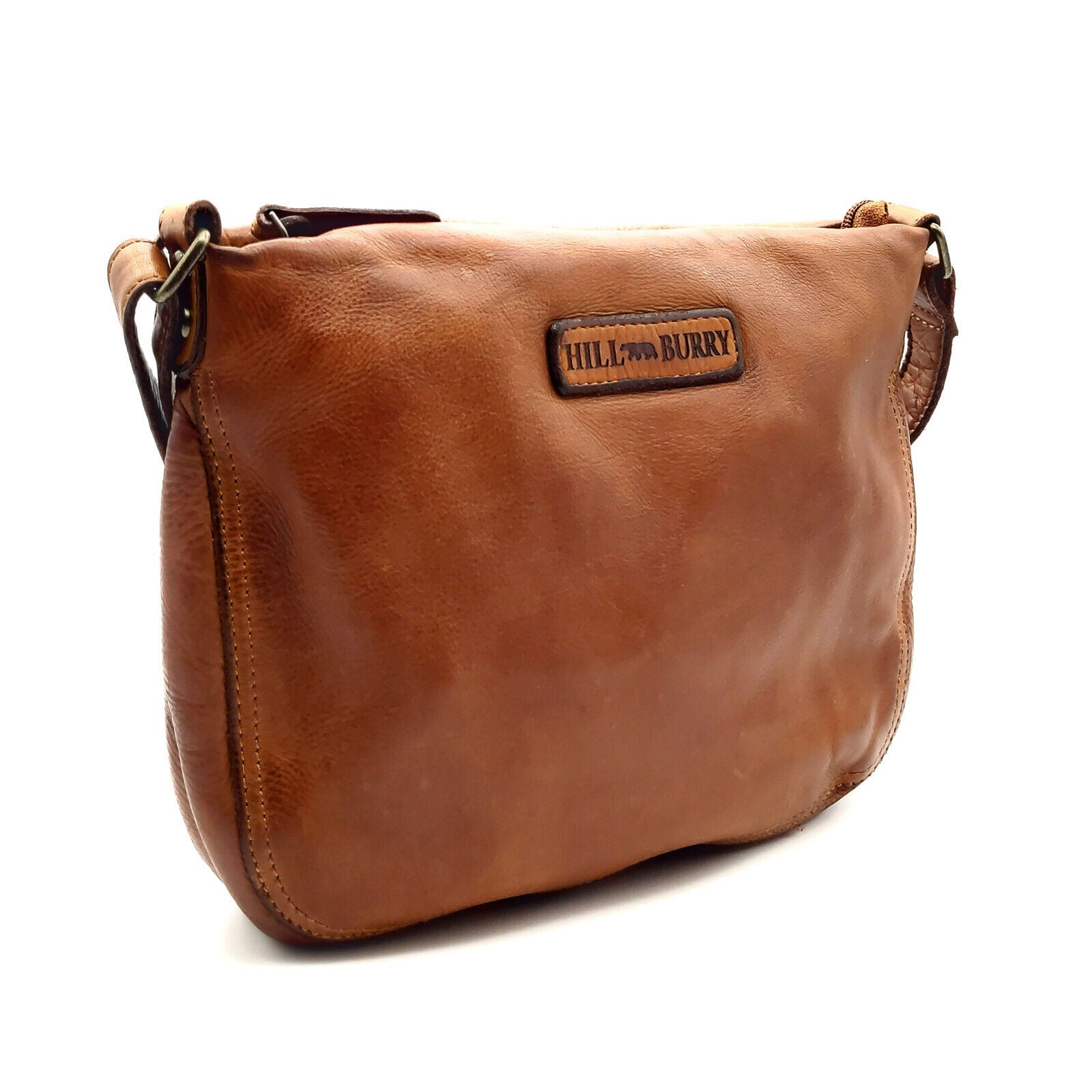 Hill Burry echt Leder Damen Umhängetasche Schultertasche Handtasche cognac
