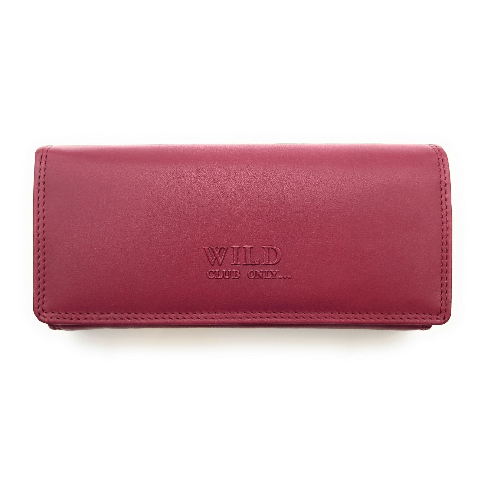 Große Damen Geldbörse aus Echtleder mit RFID-Schutz, 18 Kartenfächer, Langformat mit Münzfach & Doppelnaht berry