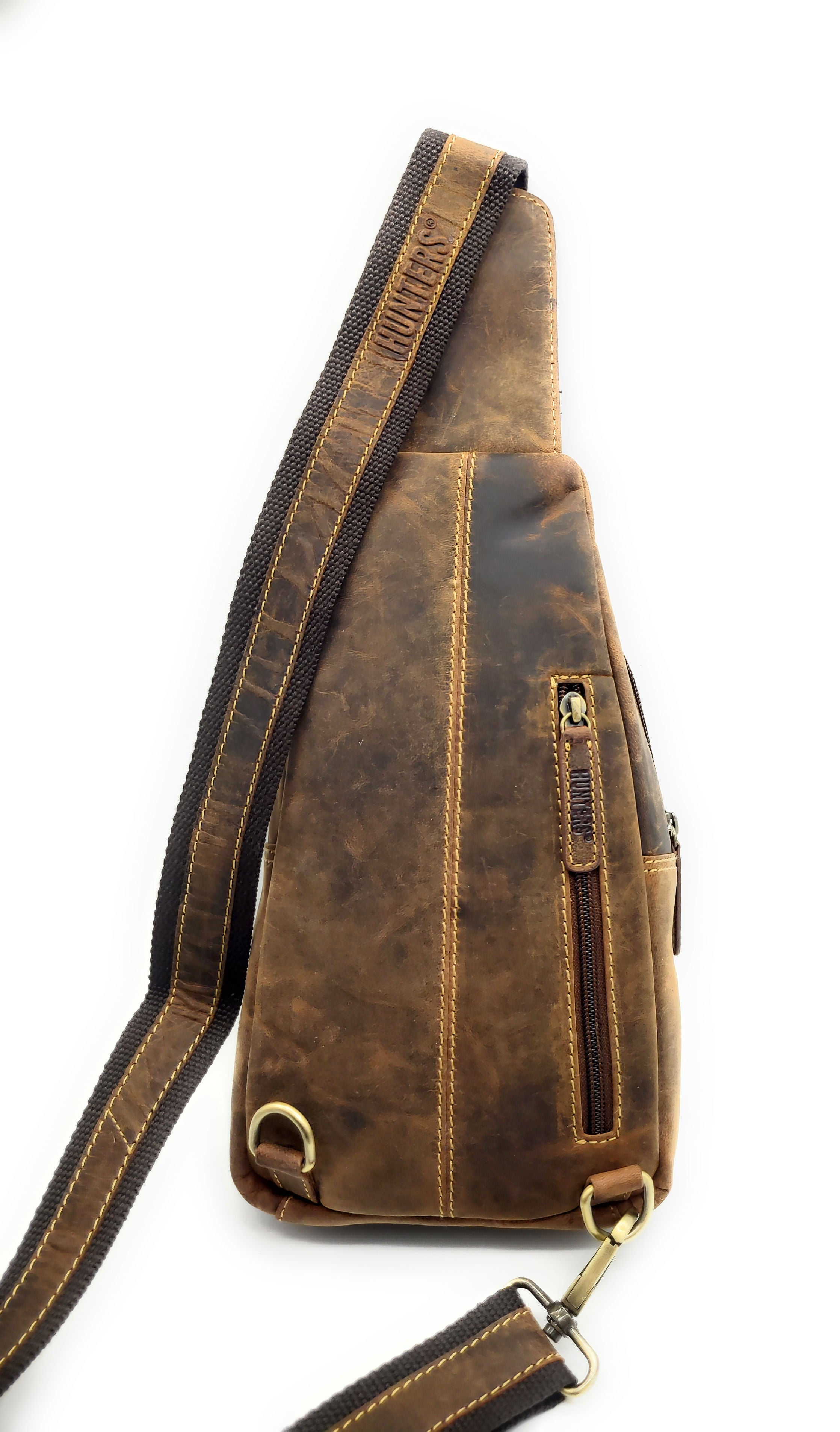 Hunters Leder Crossbag Hunterleder – Umhängetasche Slingbag mit Mehrfachfächern