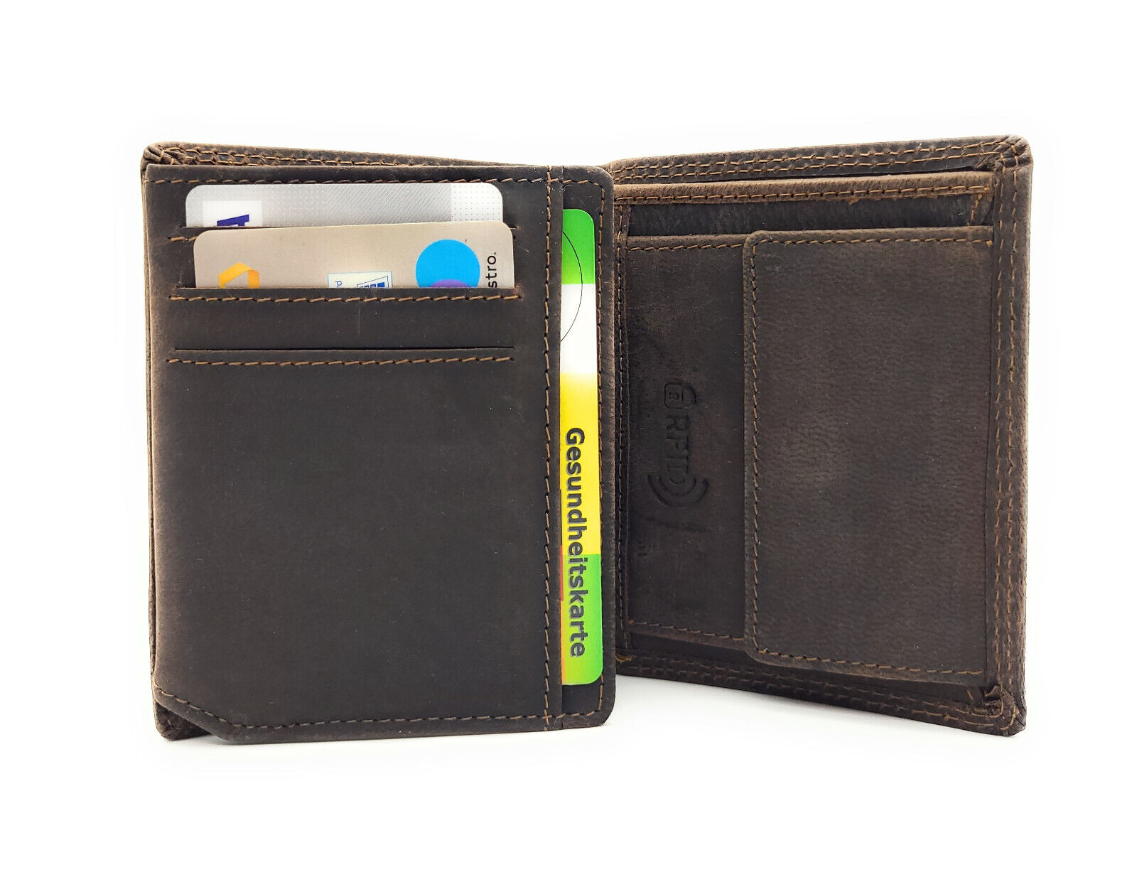 Jockey Club Basic kleine echt Leder Geldbörse Portemonnaie Geldbeutel mit RFID Schutz braun