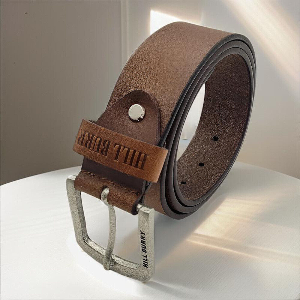 Hill Burry echt Leder Herren Gürtel 115cm (Taille) 40mm breit kürzbar Vollleder braun