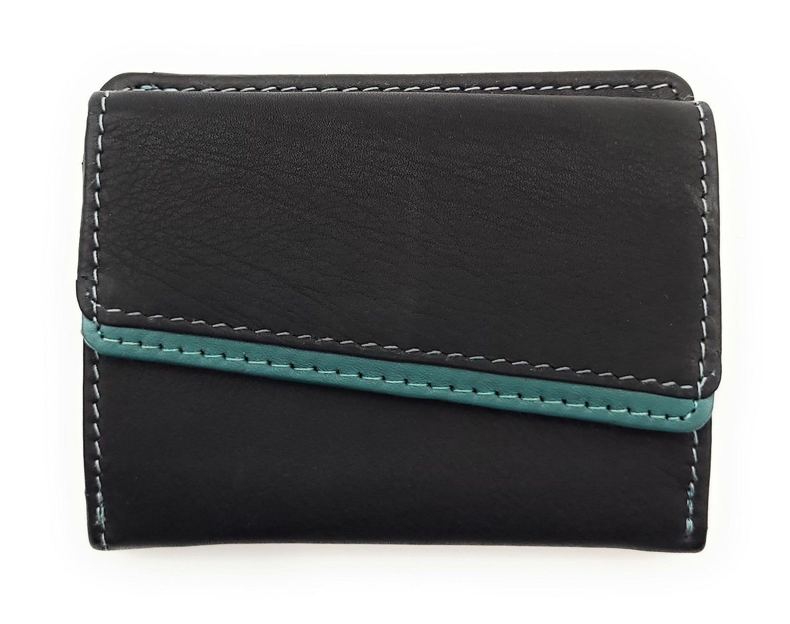 Jockey Club Mini Geldbörse aus Rindleder – Bicolor Lederbörse mit Kontrastnaht, Kartenfächern, Münzfach mit Chipfach, weich & kompakt, 80x95mm