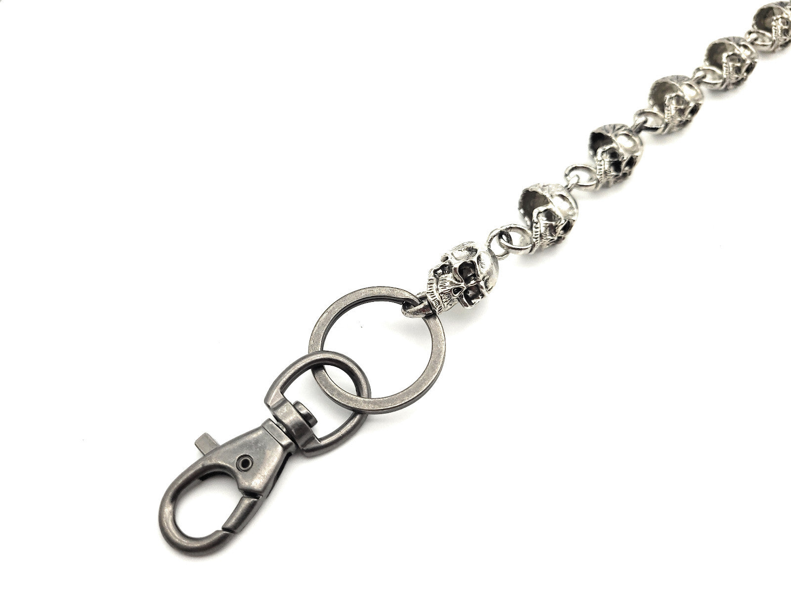 Totenkopf Hosenkette Metall 60cm - Schwere Geldbörsenkette Eisen Antik