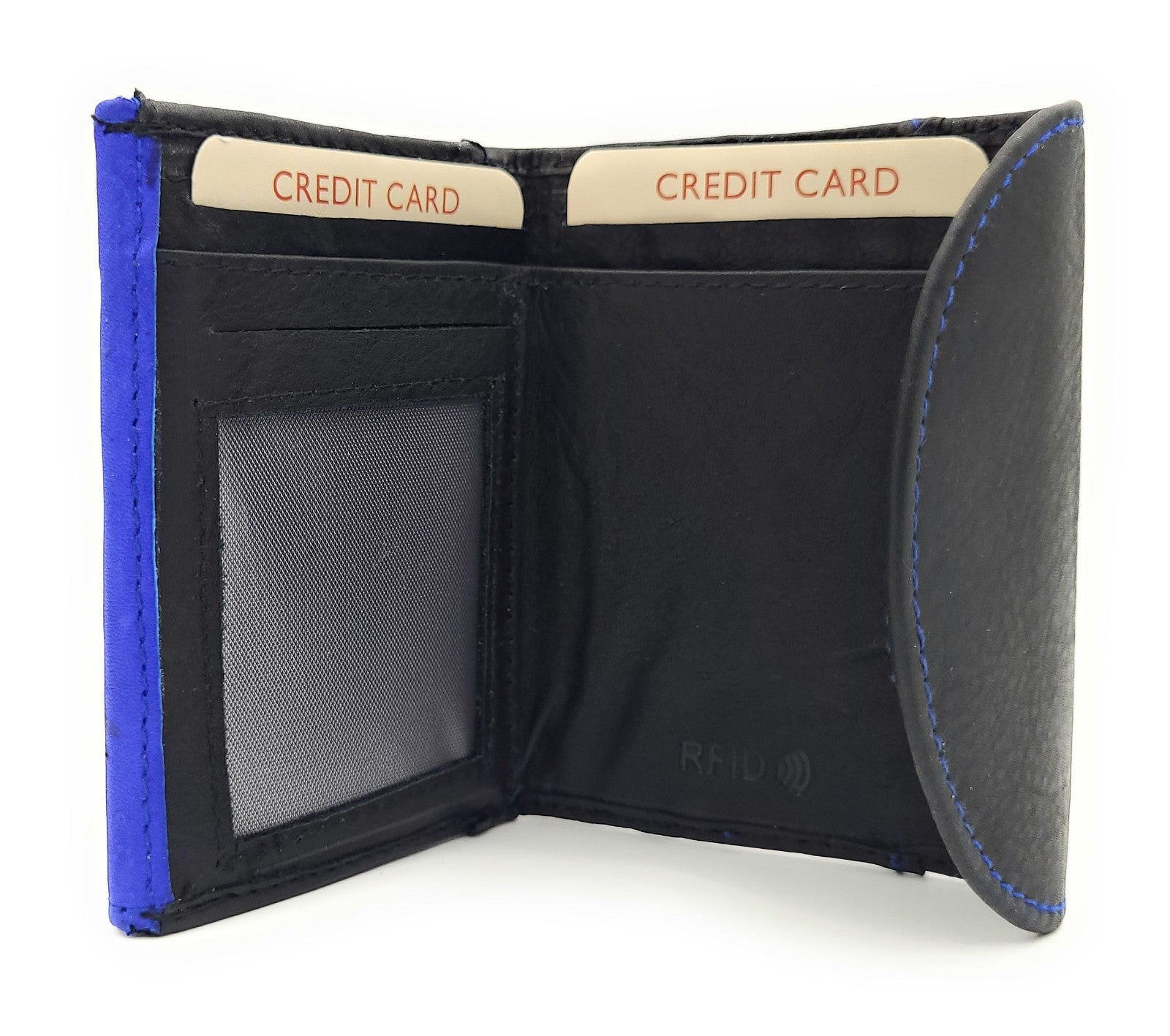 Jockey Club echt Leder Mini Geldbörse Wickelbörse Urlaubsbörse schwarz royalblau