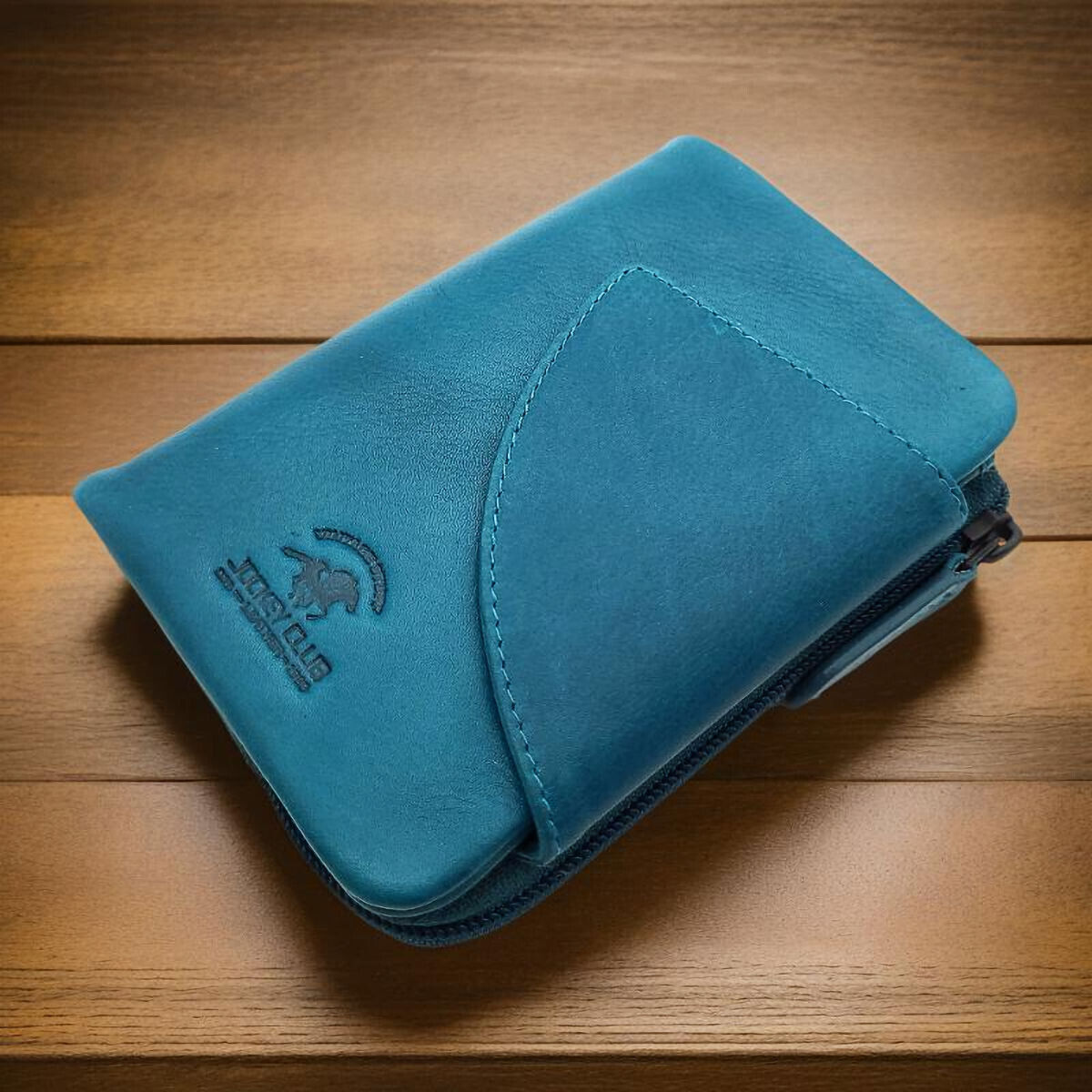 Jockey Club echt Leder Geldbörse Portemonnaie Geldbeutel mit RFID Schutz petrol blau