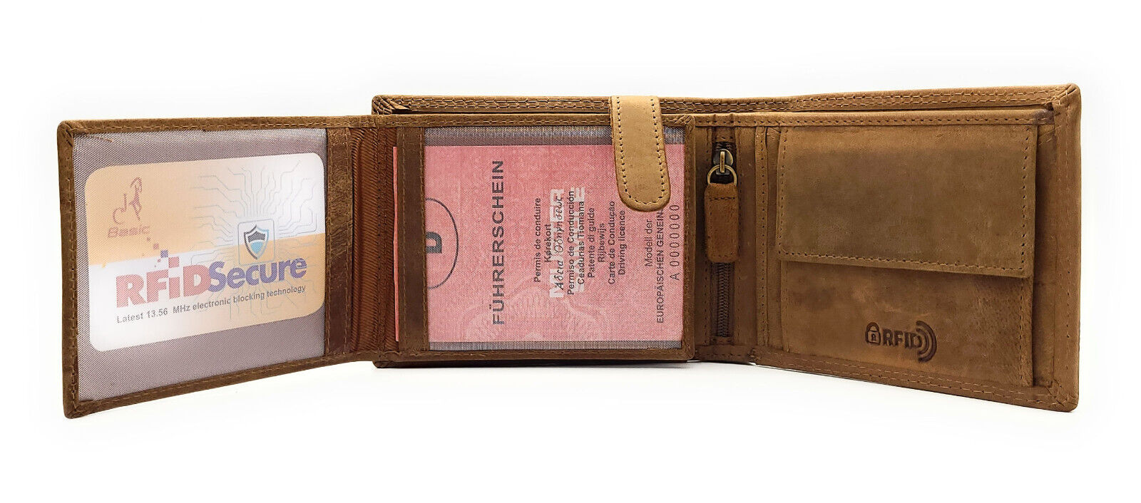 Jockey Club Basic echt Leder Geldbörse Portemonnaie Geldbeutel mit RFID Schutz, Innenriegel