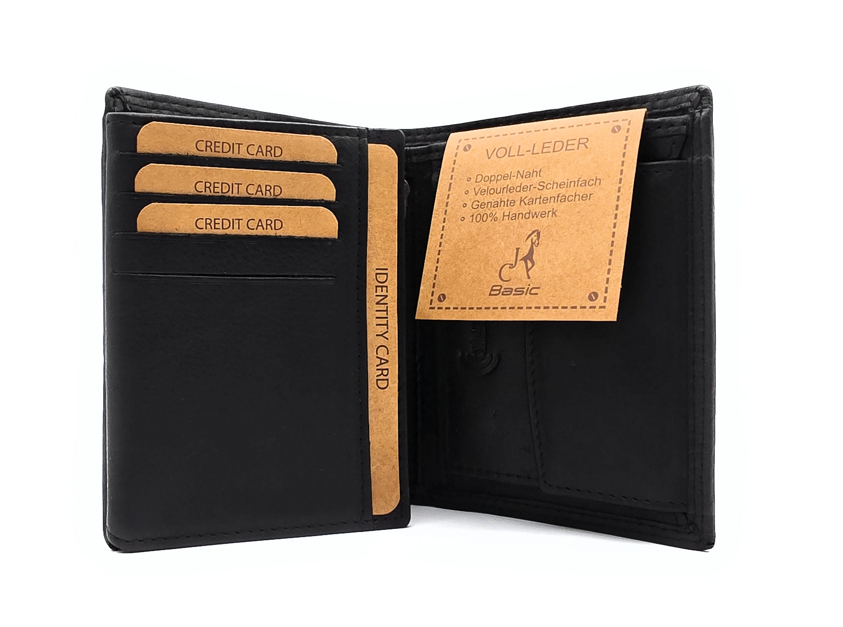 Jockey Club Leder Geldbörse Herren RFID Schutz - Schwarz Portemonnaie
