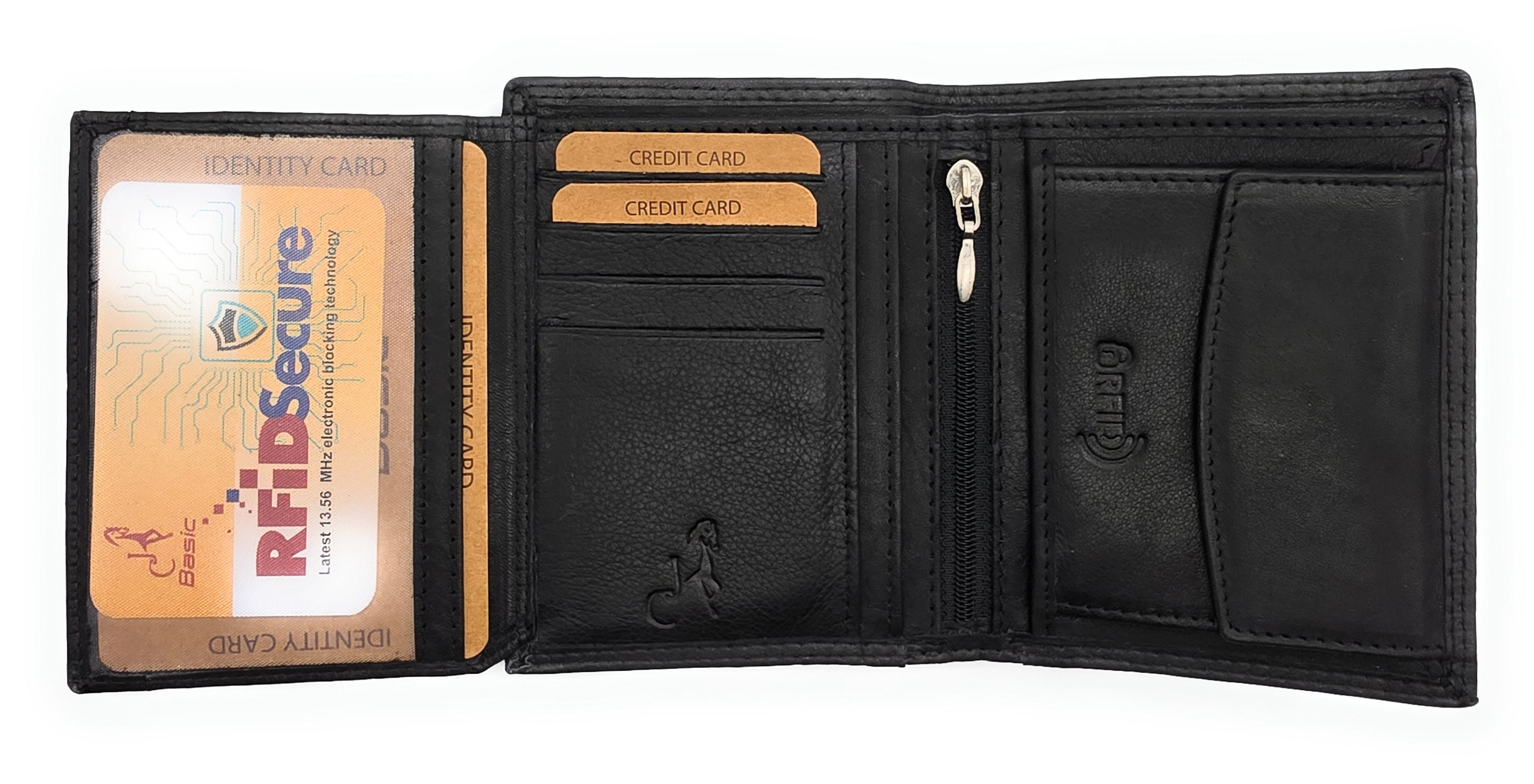 Jockey Club Leder Geldbörse Herren RFID Schutz - Schwarz Portemonnaie