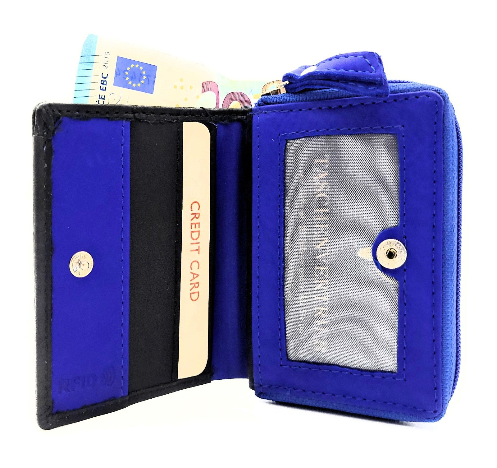 Jockey Club echt Leder Mini Geldbörse Portemonnaie mit RFID Schutz royalblau