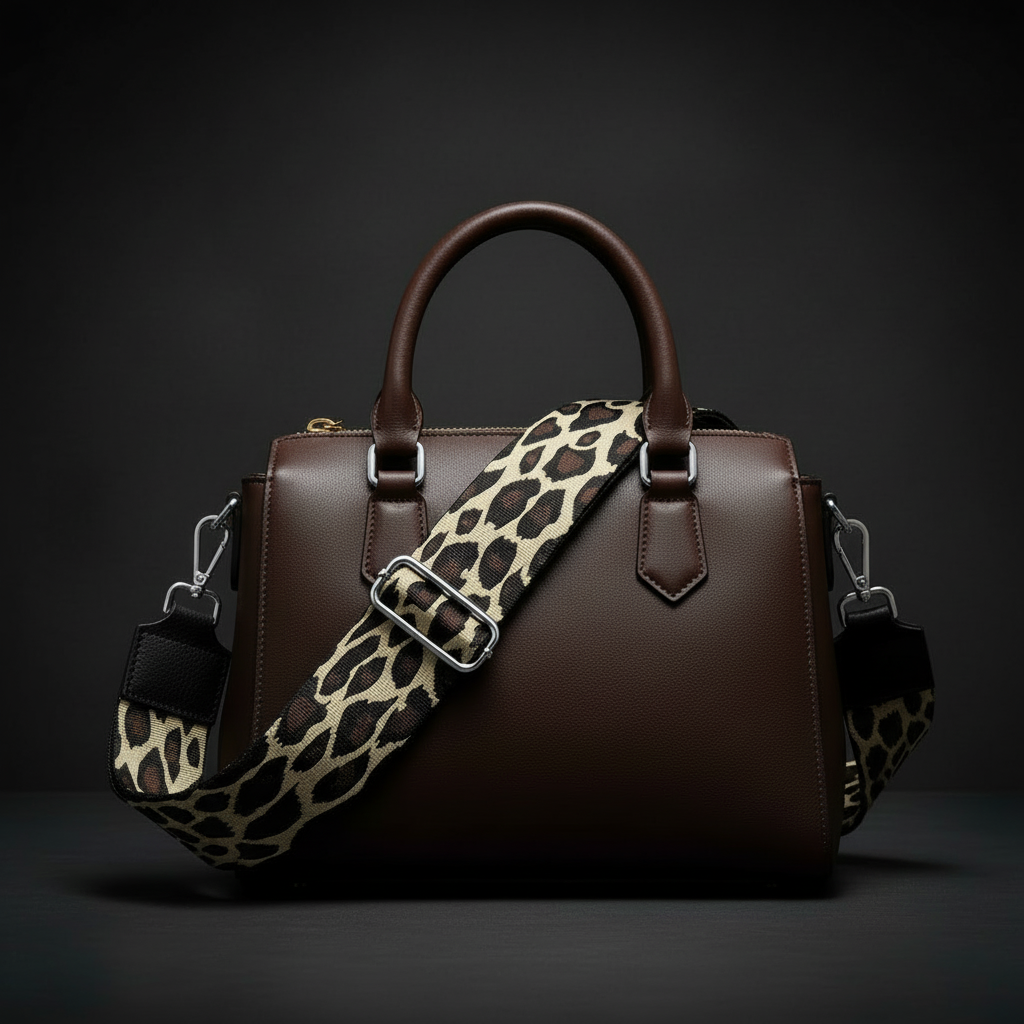 Ersatz Taschengurt Schultergurt Tragegurt Schulterriemen 5cm Leopard beige braun Echtleder Enden