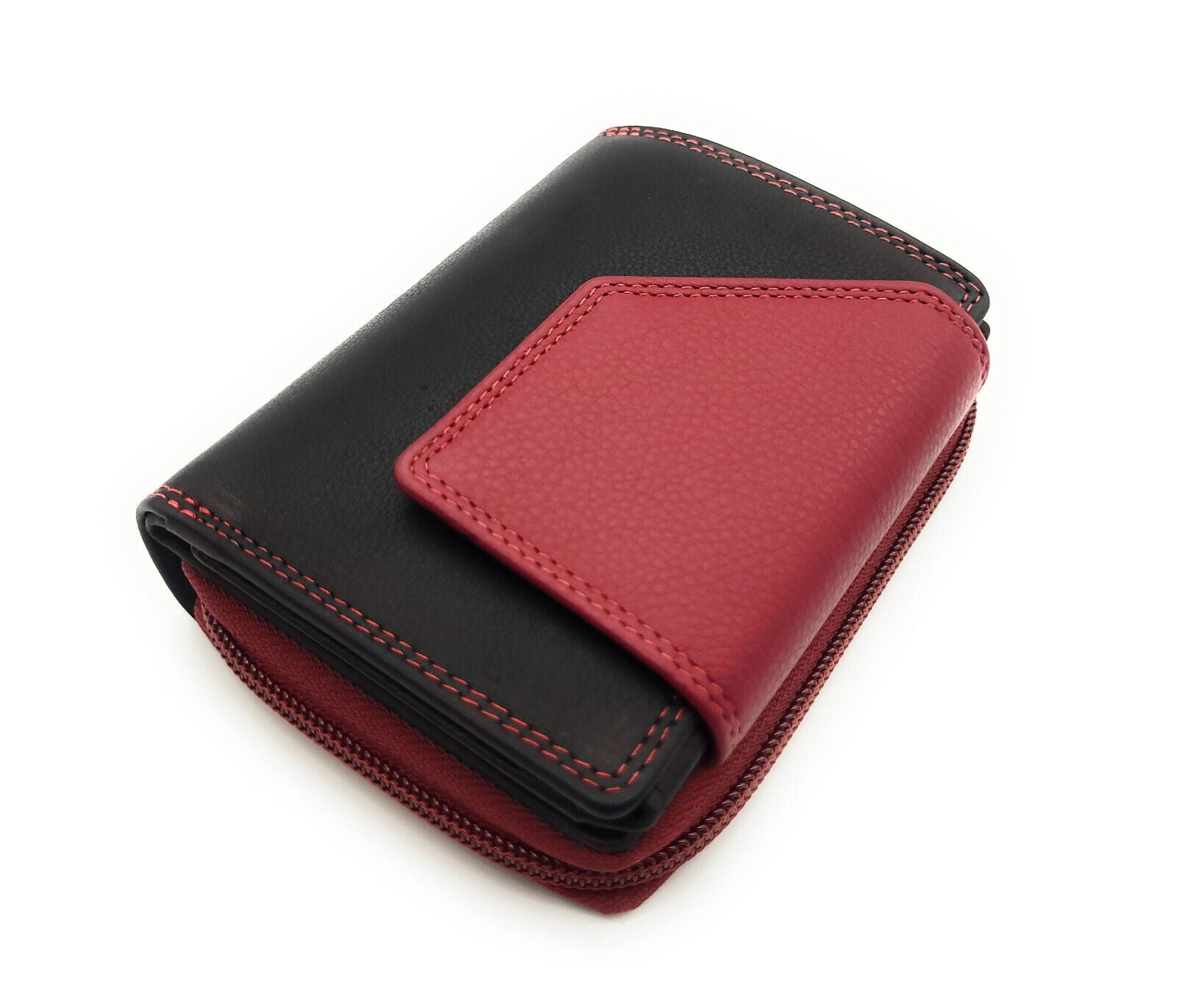 Jockey Club echt Leder Damen Geldbörse Portemonnaie Geldbeutel viele Fächer RFID Schutz schwarz rot