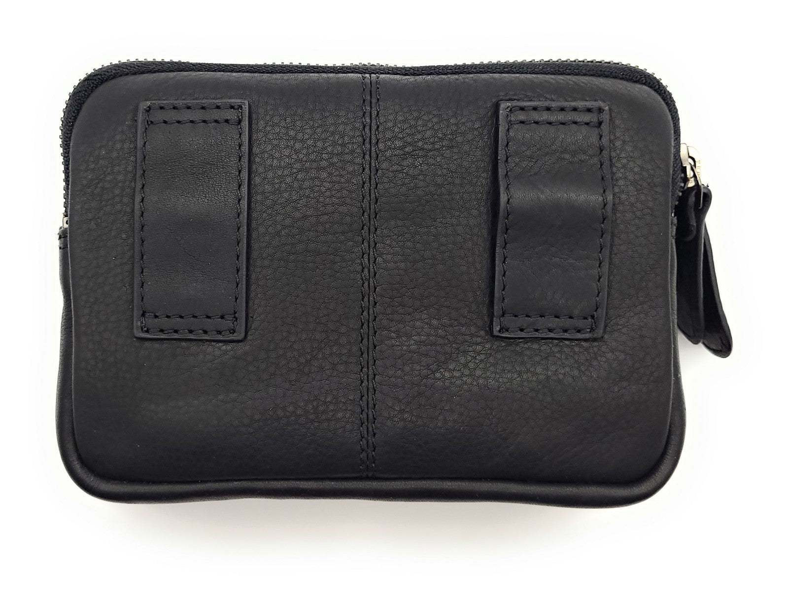 Hill Burry Gürteltasche Rindleder schwarz | 2 Hauptfächer, Magnetverschluss, Gürtelschlaufen doppelt genäht