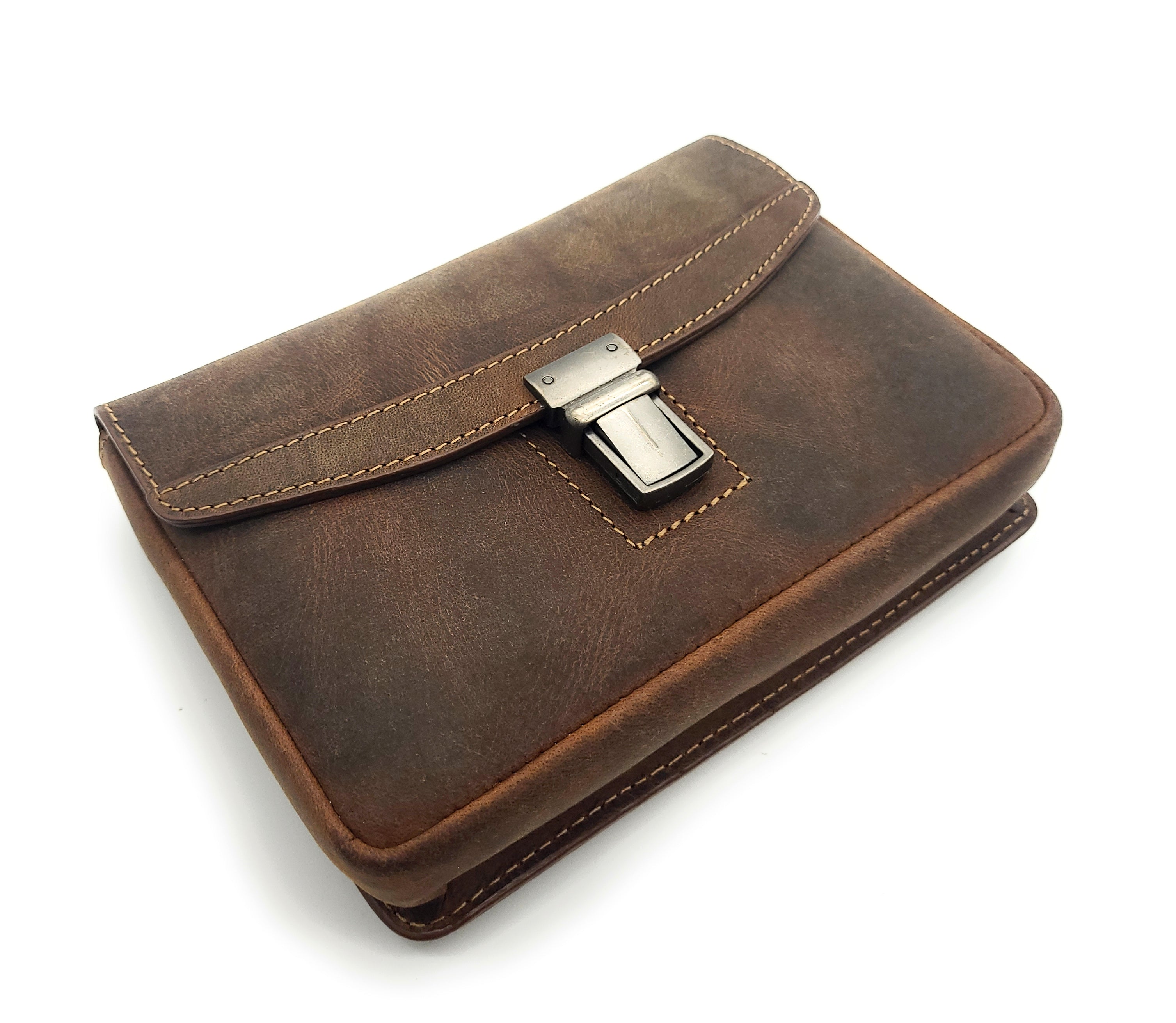 Premium Bikertasche aus Vintage Hunterleder - Gesamtansicht