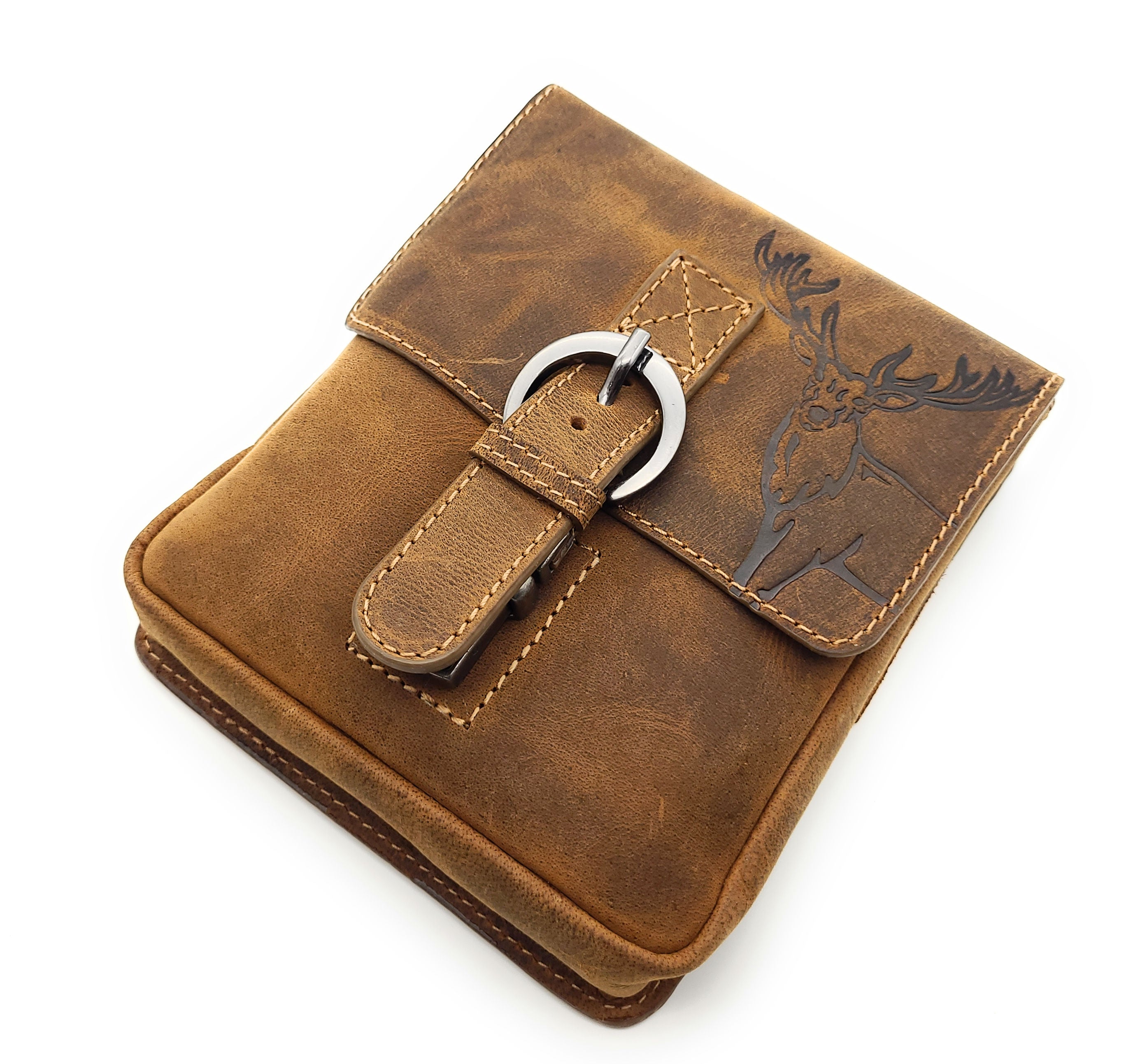 Jockey Club echt Leder Gürteltasche Bikertasche Jagdtasche Hüfttasche Bauchtasche Hirsch Gurt