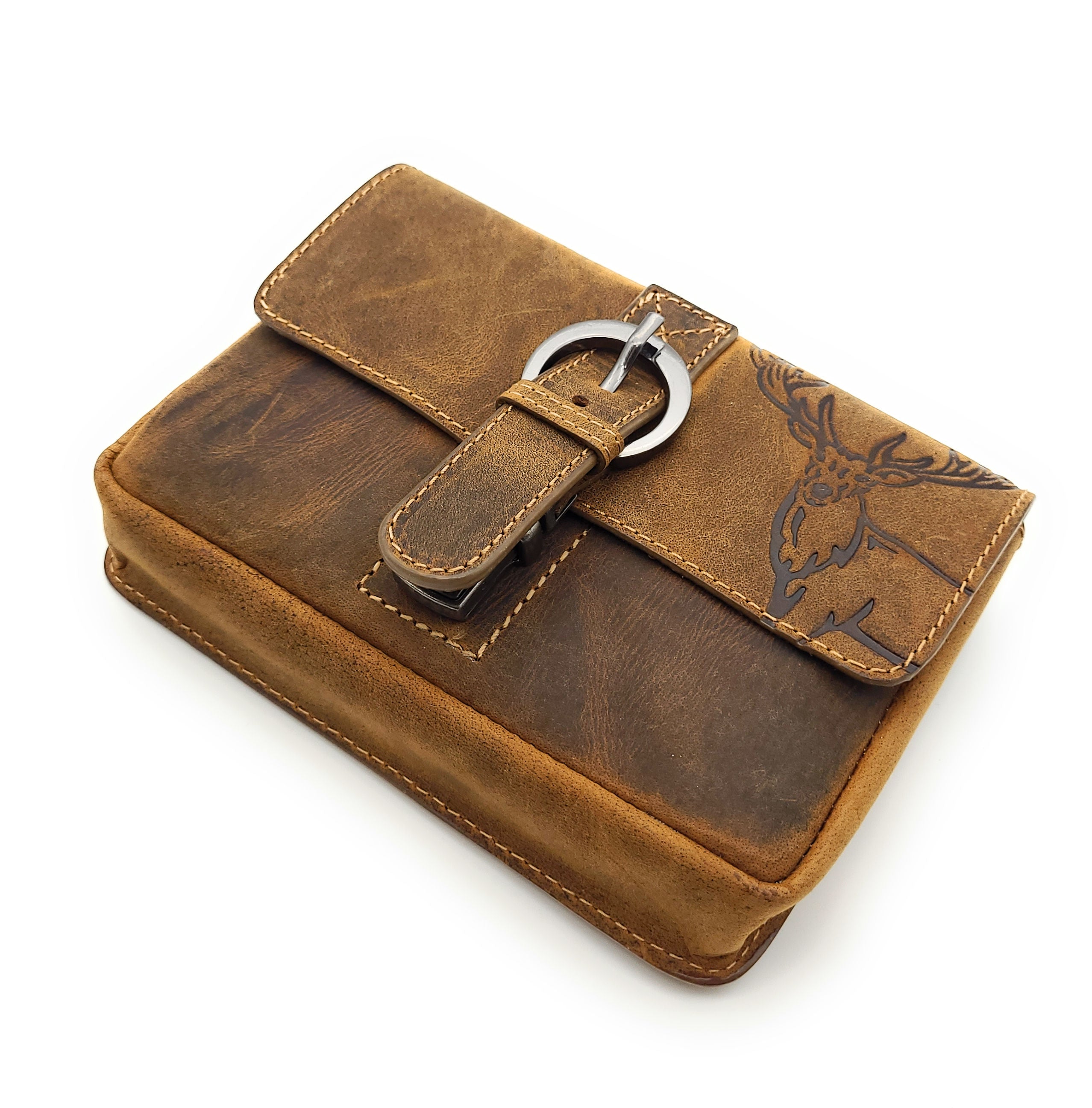 Jockey Club echt Leder Gürteltasche Bikertasche Jagdtasche Hüfttasche Bauchtasche Hirsch Gurt