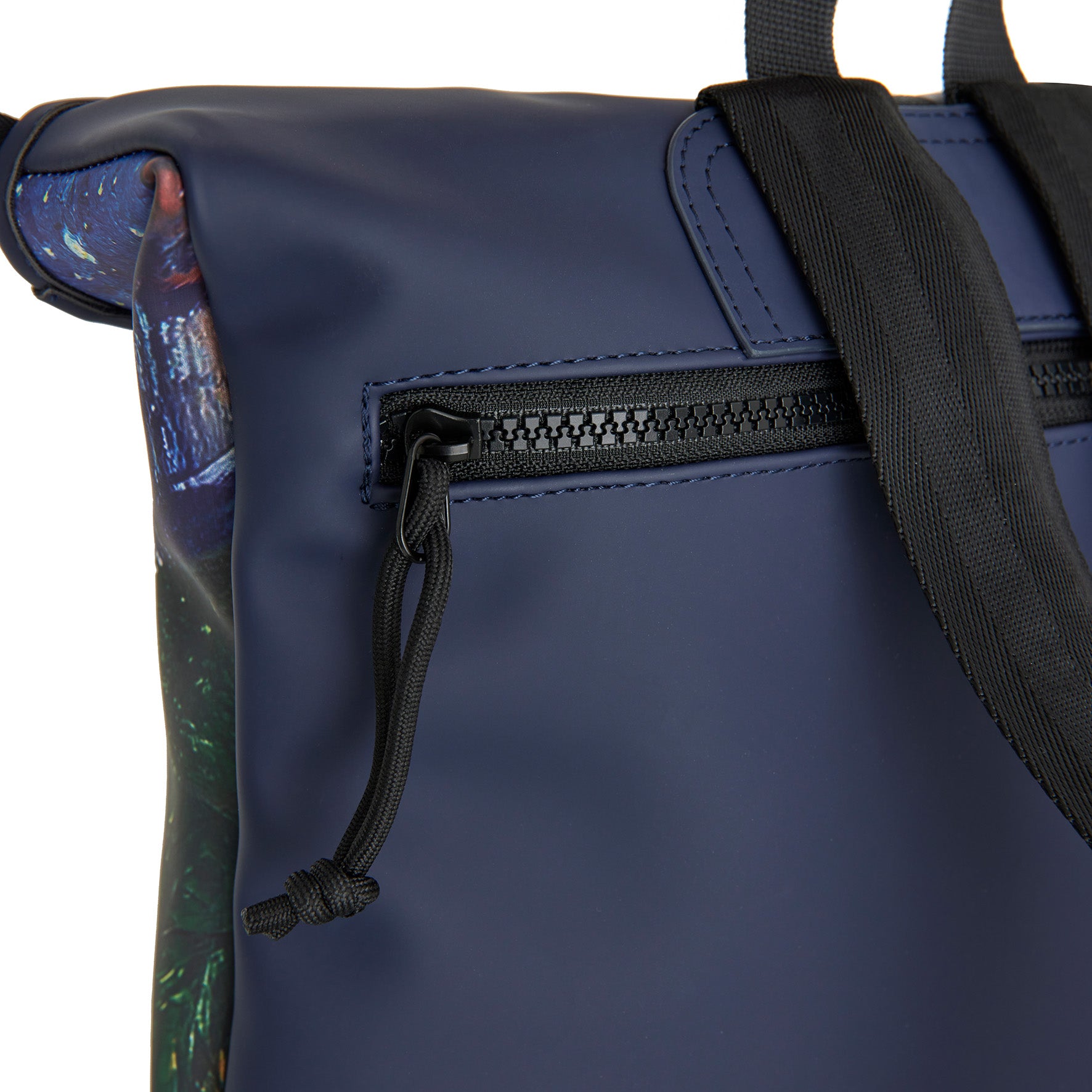 New Rebels Rolltop Cityrucksack Los Angeles – „Van Gogh Café“ – Künstlerischer Rolltop mit Gemälde-Print, Wasserabweisend & Praktisch
