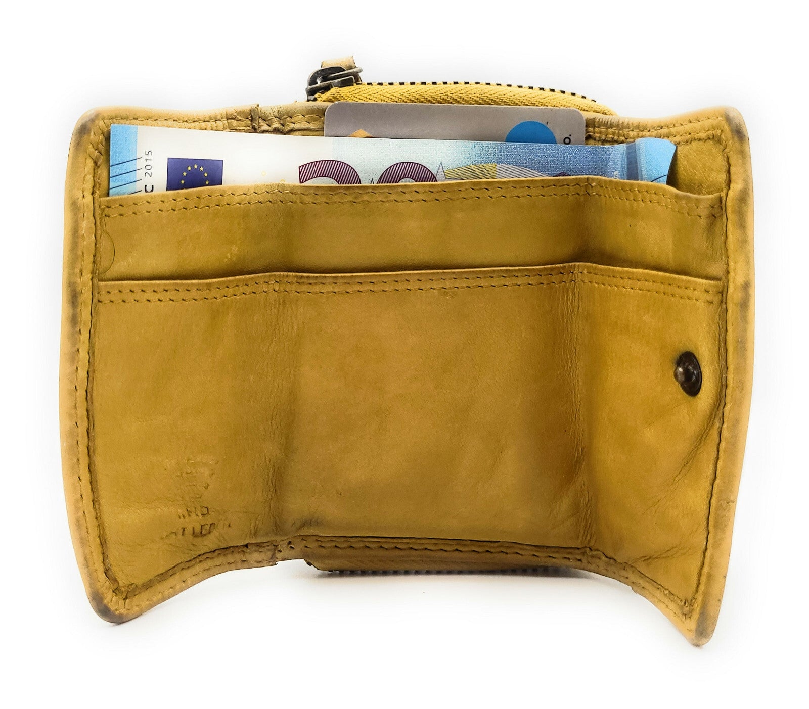 Hill Burry Mini echt Leder Damen Geldbörse Portemonnaie RFID Schutz Waschleder curry gelb