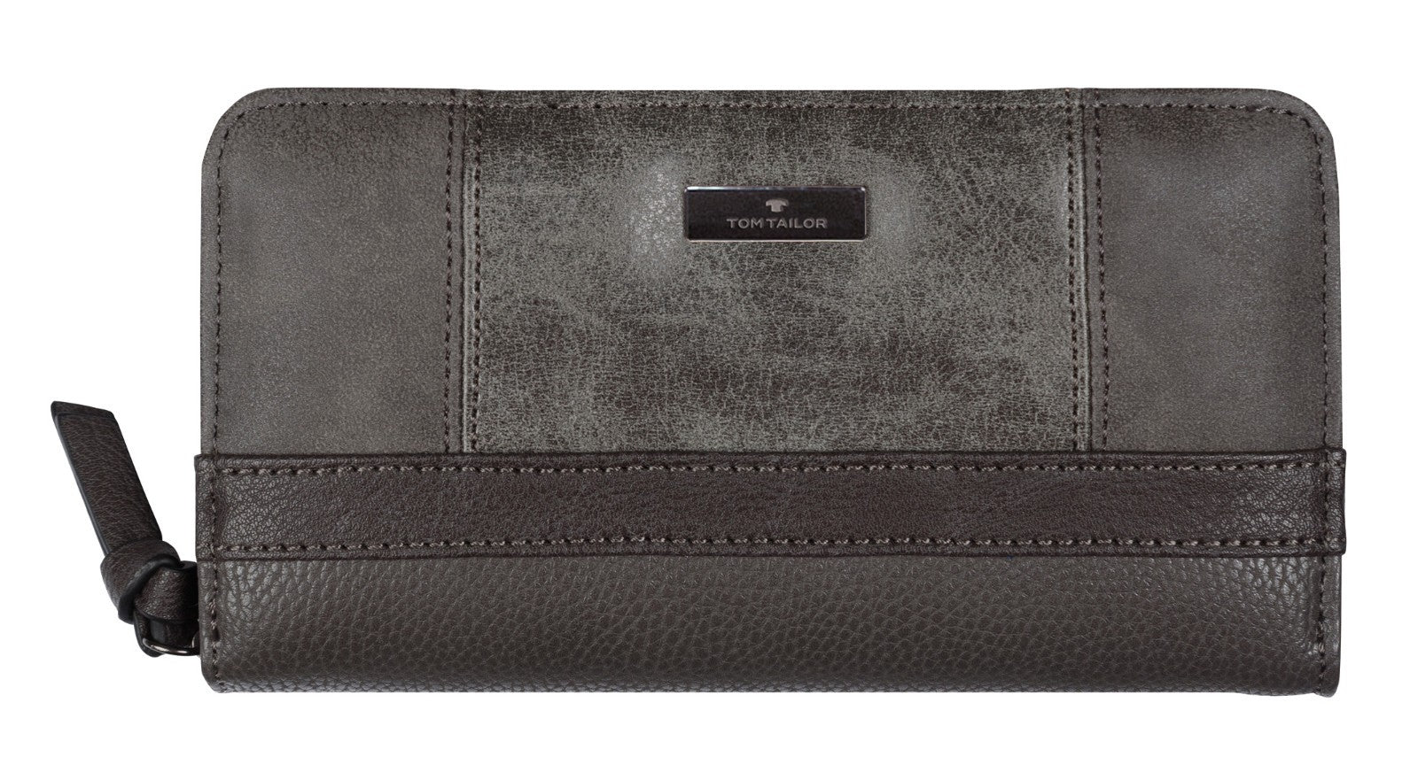 TOM TAILOR Reißverschlussbörse Langformat „Juna“ | Damen-Portemonnaie mit 12 Kartenfächern – Kunstleder – 20x2,5x10,5 cm grau