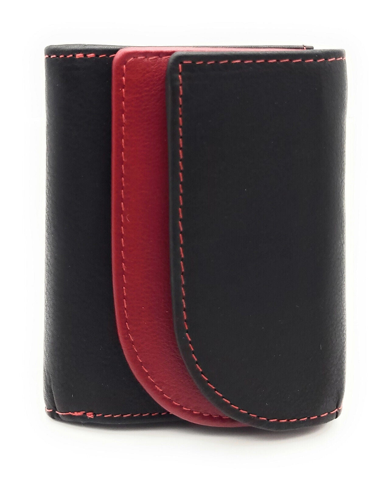 Jockey Club kleine echt Leder Geldbörse Portemonnaie Wickelbörse schwarz rot