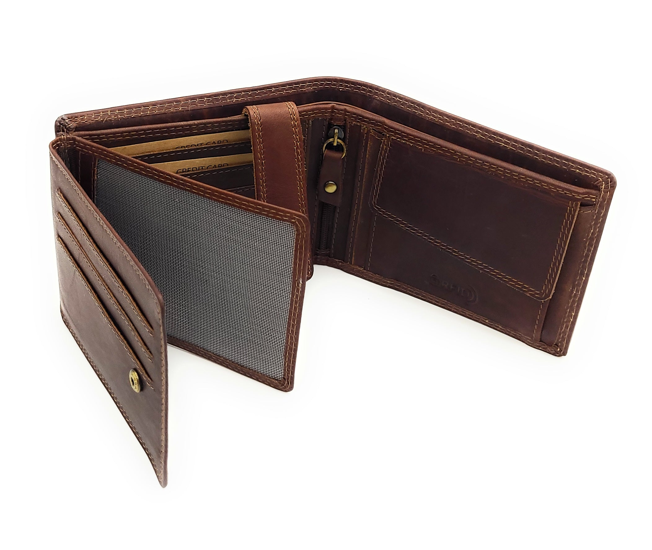 Jockey Club Basic echt Büffel Voll-Leder Geldbörse Portemonnaie Geldbeutel RFID NFC Schutz antik braun