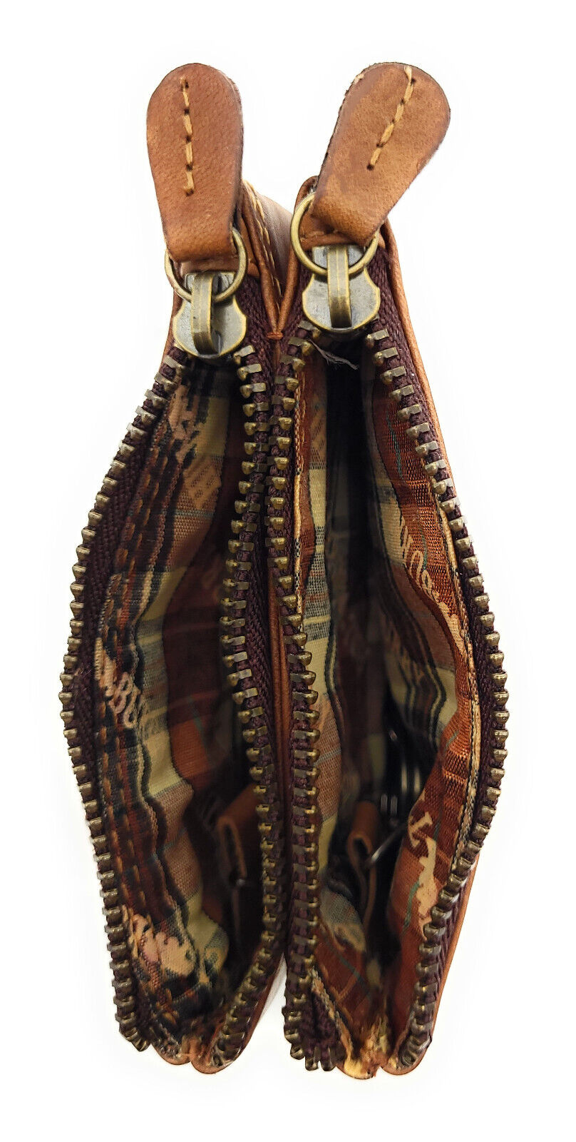 Hill Burry Schlüsseletui "Classic Twin" – Leder Schlüsselmäppchen mit Doppelreißverschluss braun