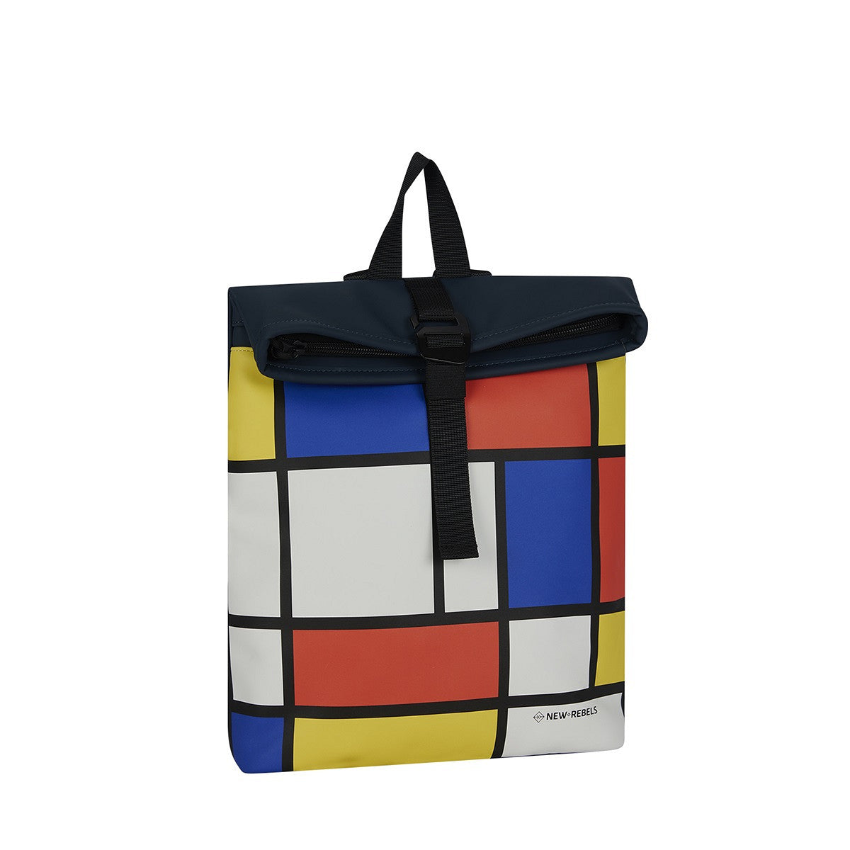 New Rebels Rolltop Cityrucksack Los Angeles – Stylischer Rolltop Rucksack mit Mondrian-Design, Wasserabweisend & Praktisch