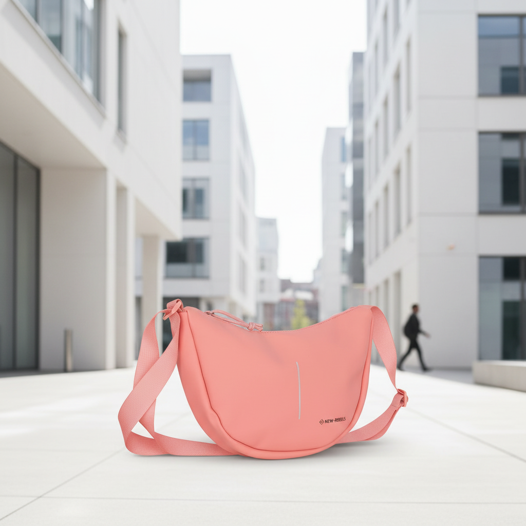New Rebels Half Moon Bag Branson – leichte wasserabweisende Umhängetasche, Crossbody Tasche mit Reißverschlussfächern blush pink