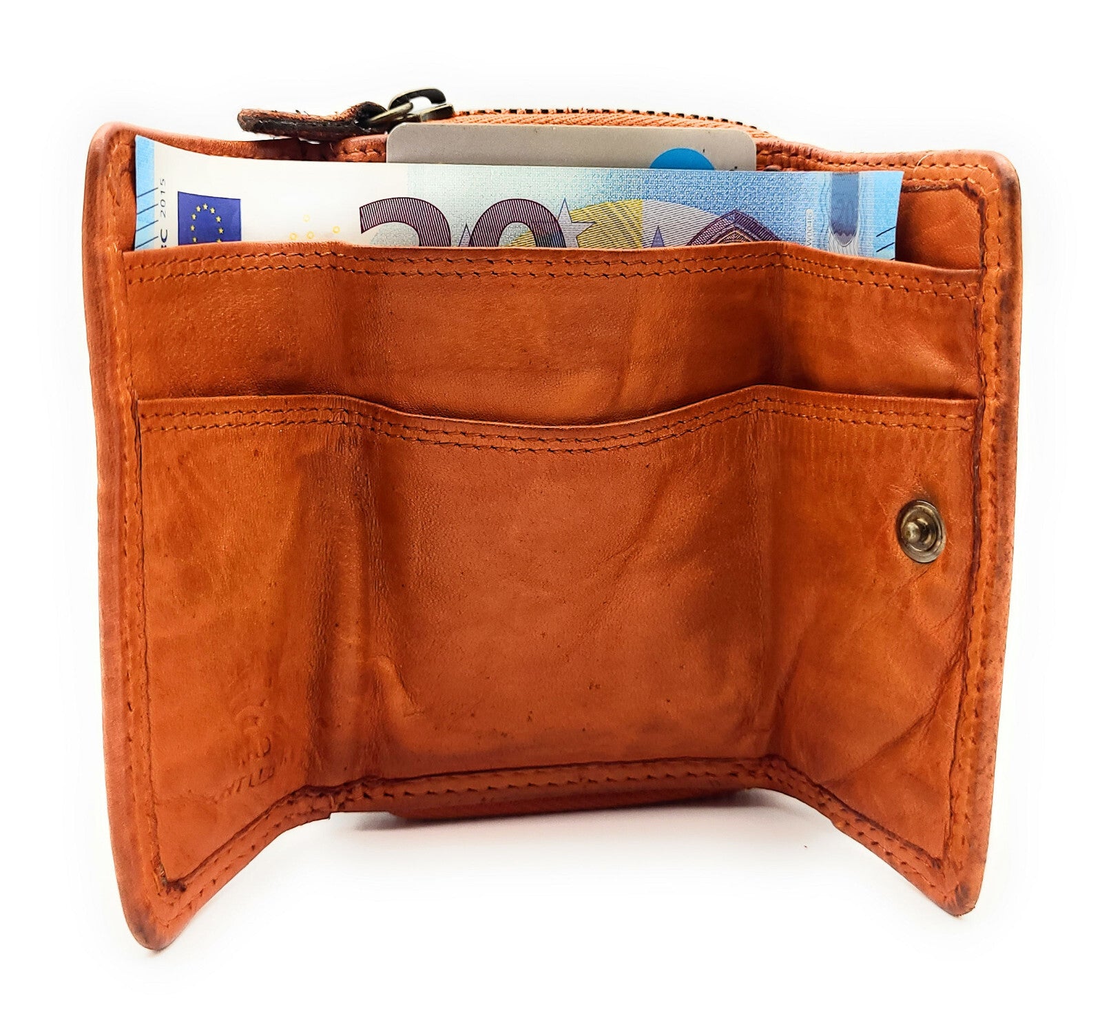 Hill Burry Damen Mini echt Leder Geldbörse Portemonnaie RFID Schutz Waschleder orange