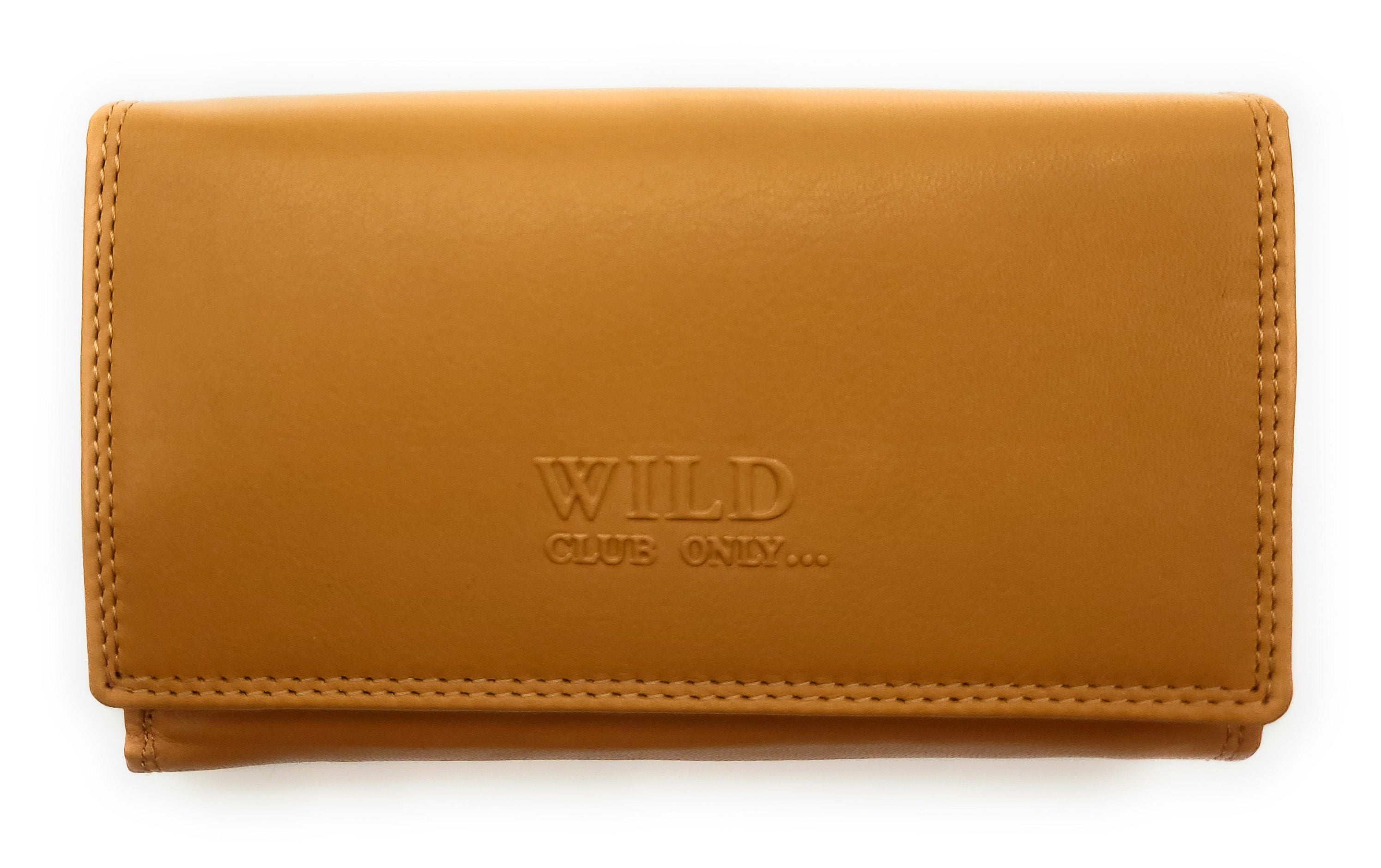 Damen Leder Geldbörse mit RFID Schutz - 12 Kartenfächer, Münzfach und Reißverschlussfächer - Portemonnaie Cognac