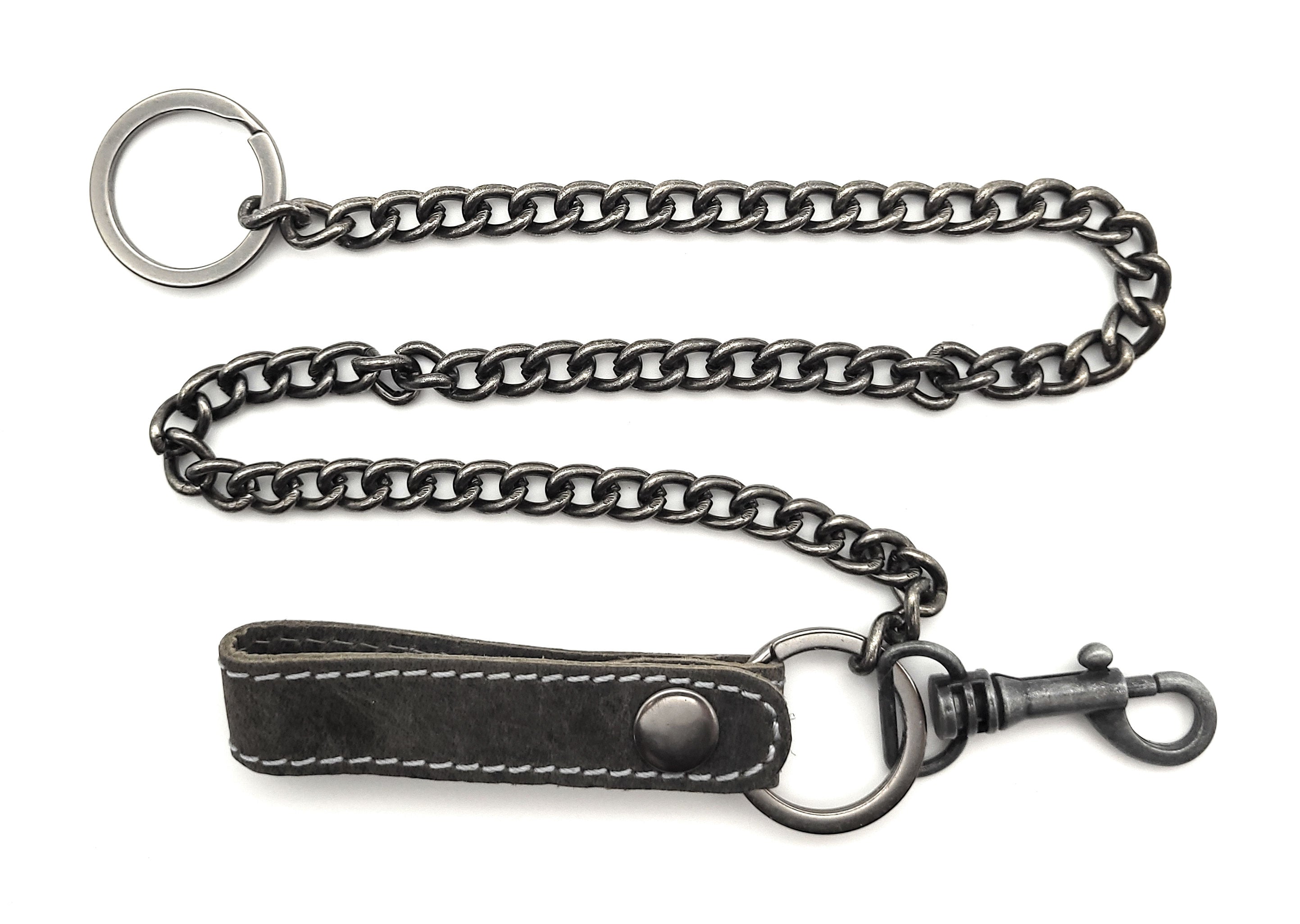 Jockey Club Sicherheitskette Metallkette Kellnerkette Kette für Kellner Geldbörse Kellnerbörse Bikerbörsen mit echt Lederschlaufe