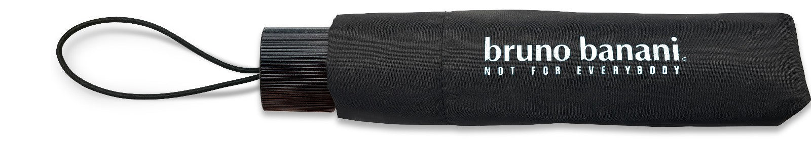 bruno banani Mini-Regenschirm – Handöffner, Stahl-Fiberglasgestell, Polyester Pongee, geriffelter Griff mit erhabenem Logo Schwarz Silber