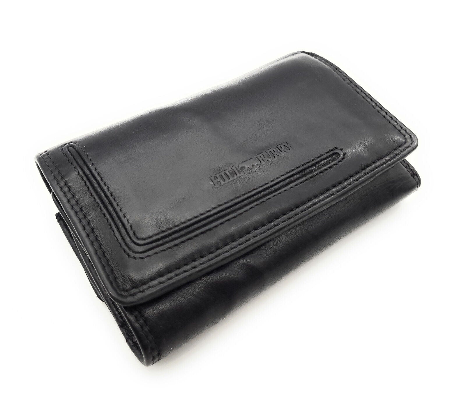 Hill Burry echt Leder Damen Geldbörse Portemonnaie mit RFID Schutz gewaschenes Rindleder schwarz