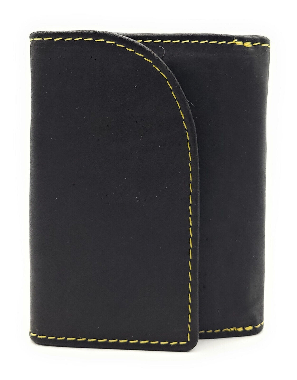 Jockey Club kleine echt Leder Geldbörse Portemonnaie Wendebörse mit RFID Schutz schwarz gelb