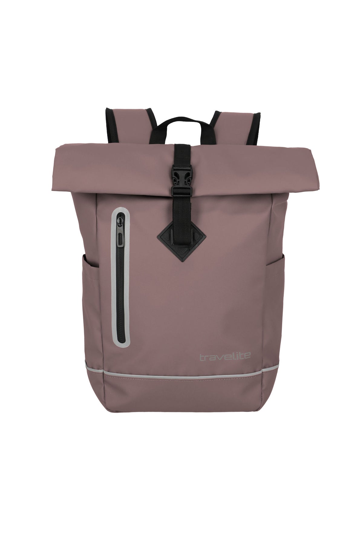 Travelite Rollup Fahrrad Rucksack Kurierrucksack Daypack aus wasserfester Plane mit Reflektoren blush rosa