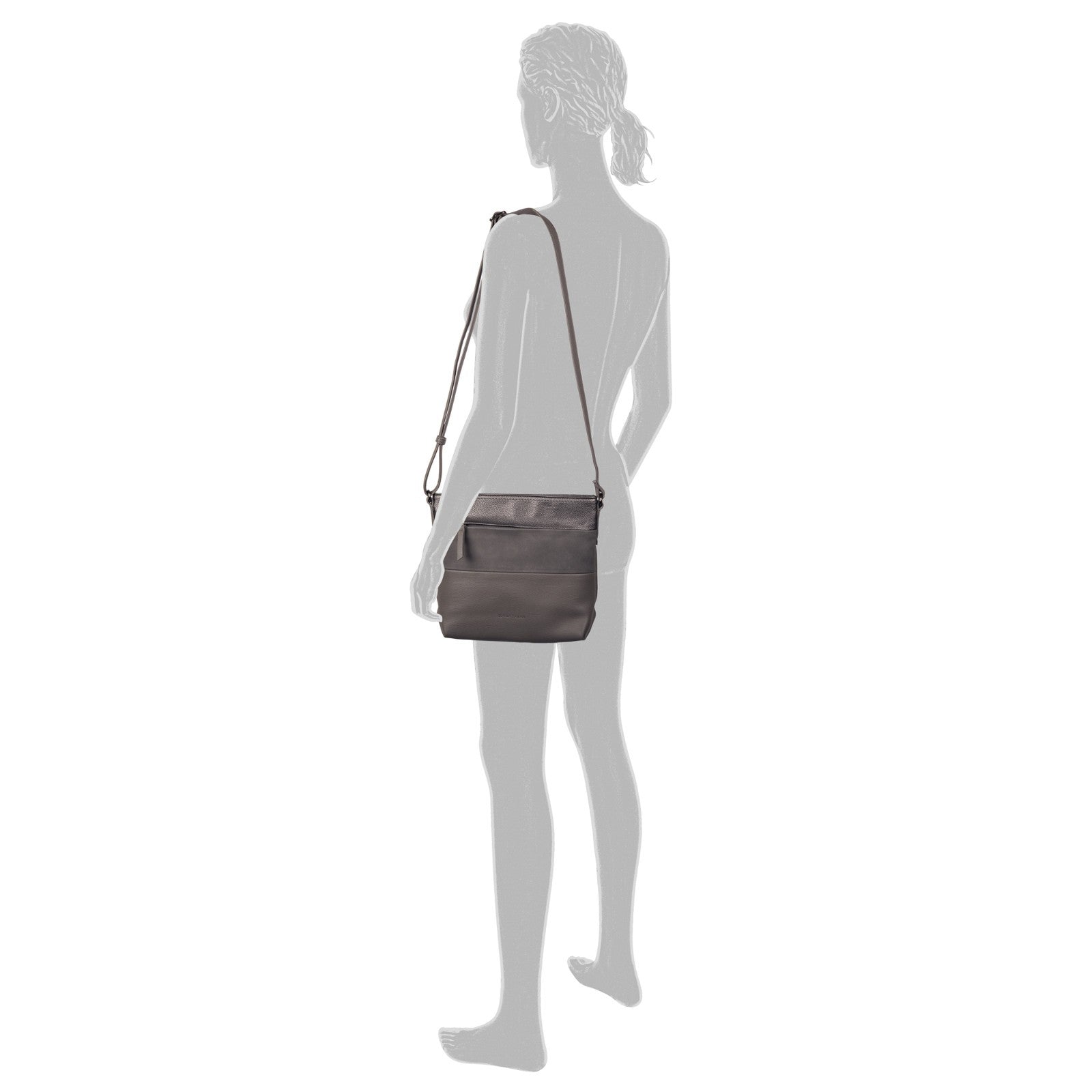 Tom Tailor Umhängetasche Nicolina – Kunstleder Handtasche mit Reißverschluss & Fächern – 27,5x10x23 cm mixed grey