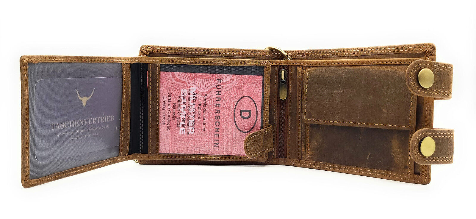 echt Leder Biker Geldbörse mit Kette RFID Schutz Hunterleder Portemonnaie Skull Totenkopf