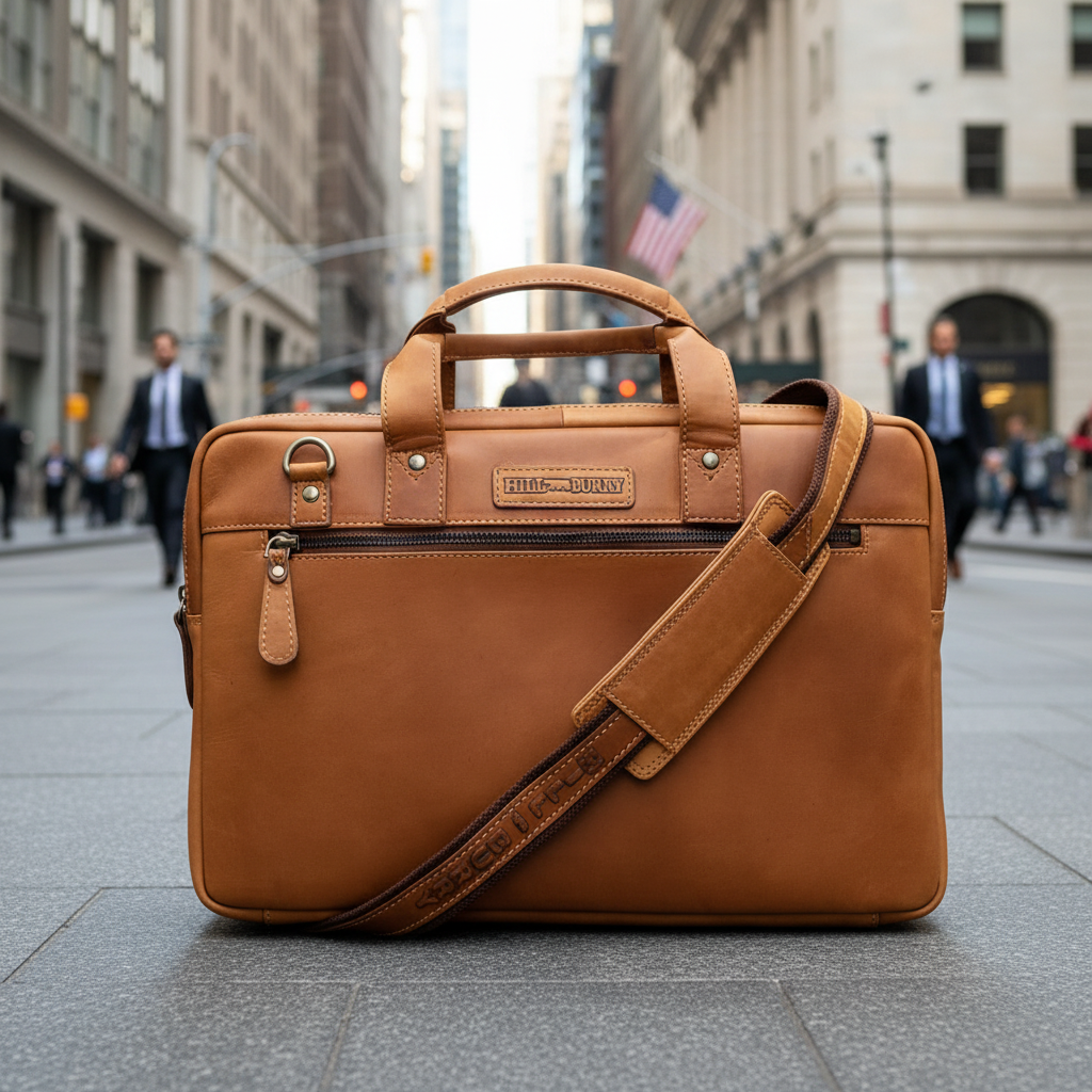 Hill Burry Echtleder Business-Tasche | Premium Laptoptasche 15,6 Zoll
