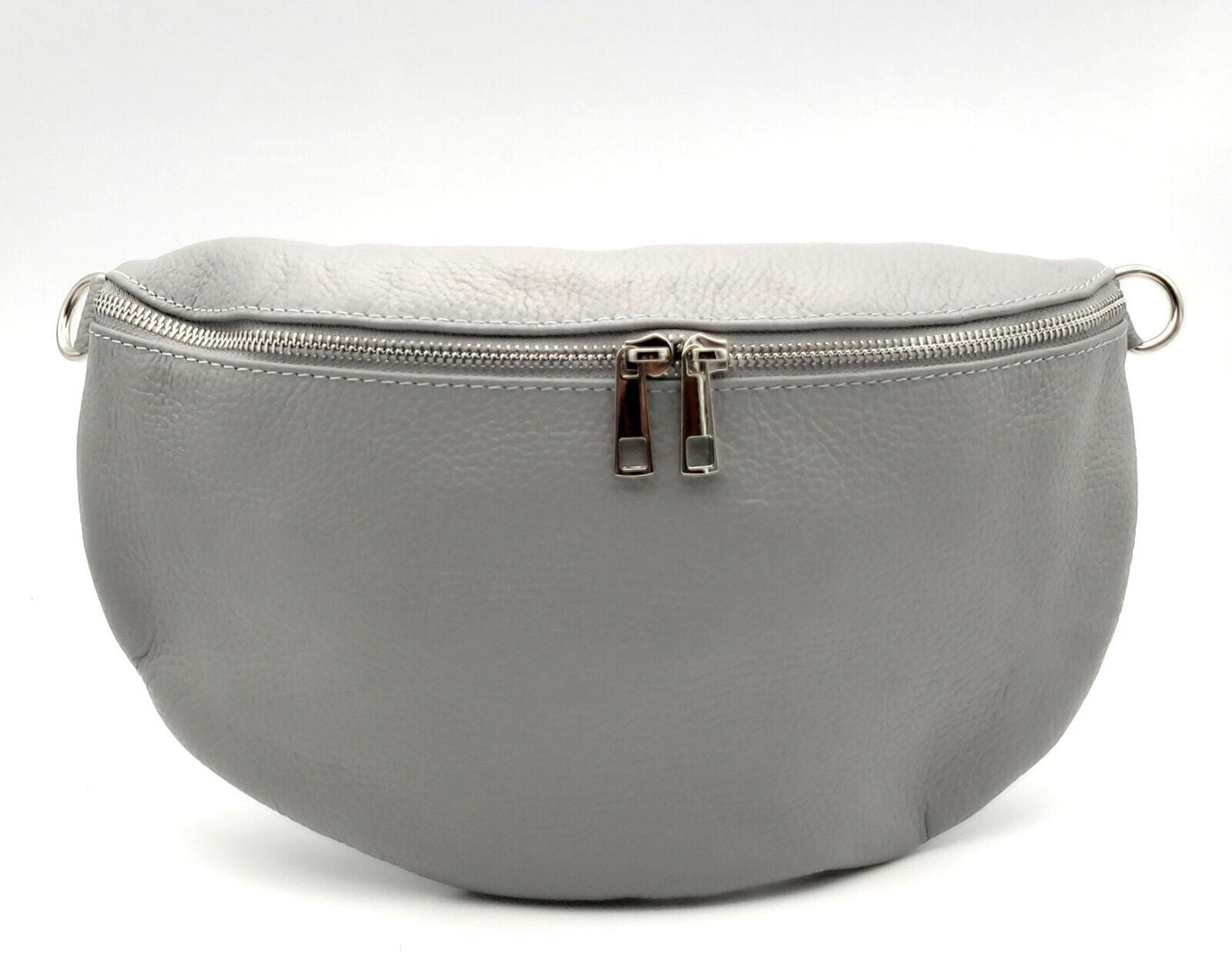 echt Leder XL Damen Crossbag Umhängetasche Schultertasche Handtasche made in Italy dunkelgrau