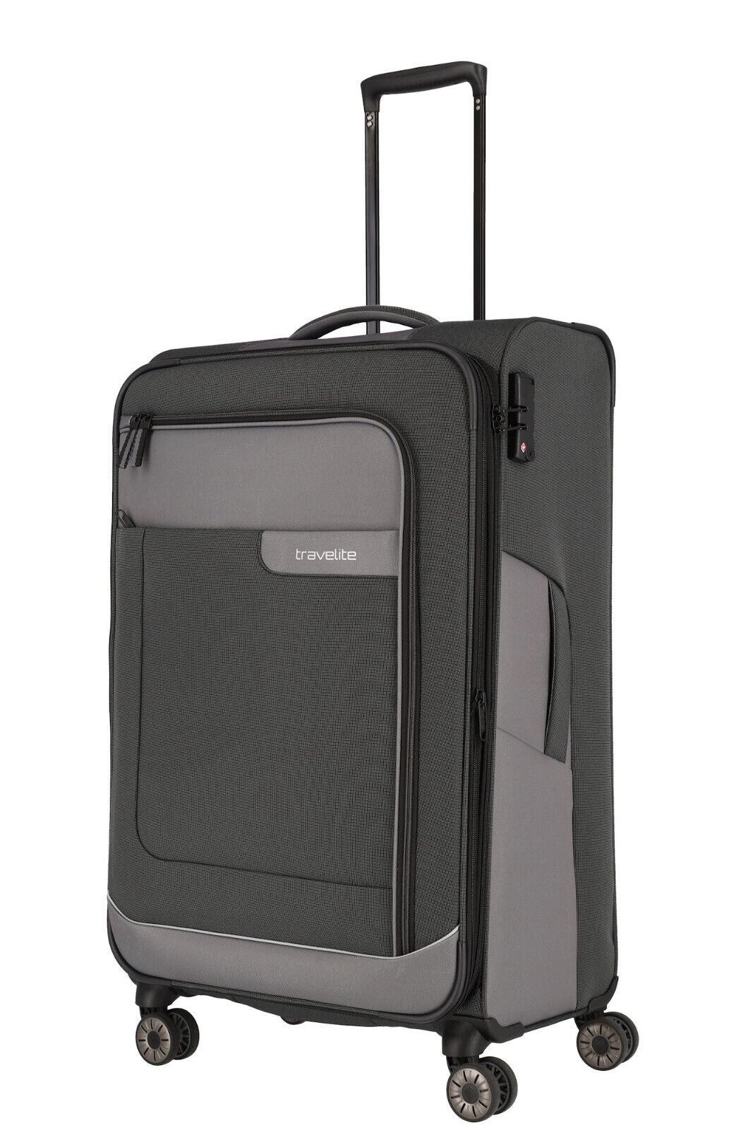 Travelite VIIA Reisekoffer L Trolley Koffer 77cm 4 Rad / Rollen Dehnfalte TSA schiefer