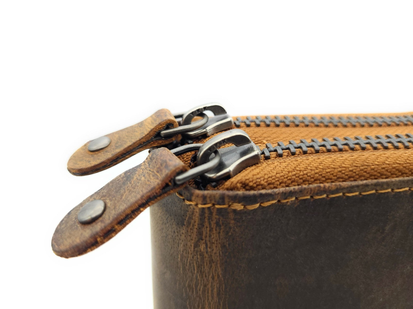 Ven Tomy XL Geldbörse aus Hunterleder (Büffel) mit RFID-Schutz & zwei Metallreißverschlüssen – 25 Kartenfächer, Münzfach, großes Leder Damen Herren Portemonnaie